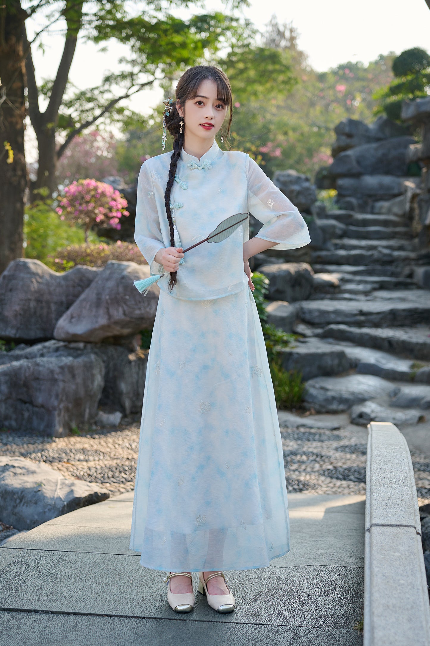 Lookbook Series Plus Size Printing Hanfu 8021+8022 Blue