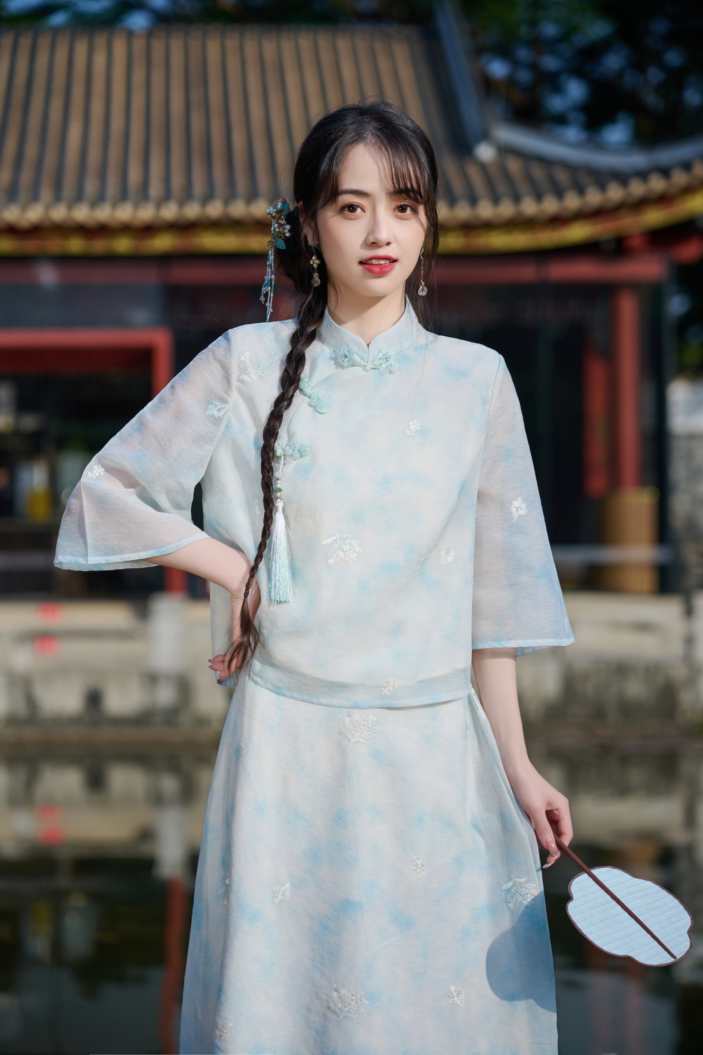 Lookbook Series Plus Size Printing Hanfu 8021+8022 Blue