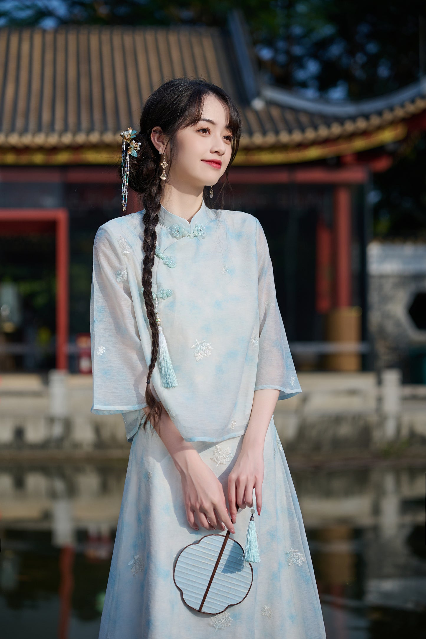 Lookbook Series Plus Size Printing Hanfu 8021+8022 Blue