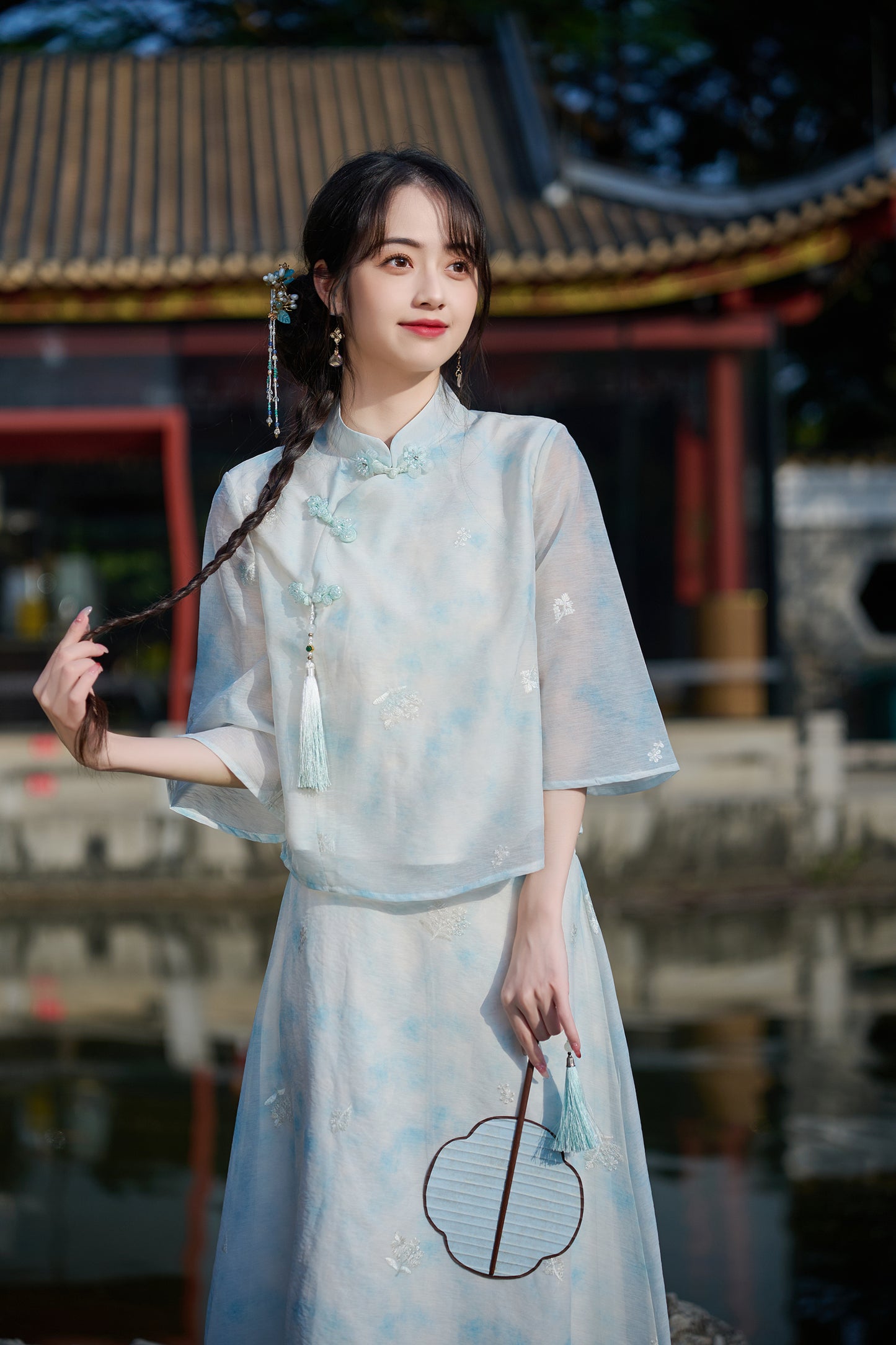 Lookbook Series Plus Size Printing Hanfu 8021+8022 Blue