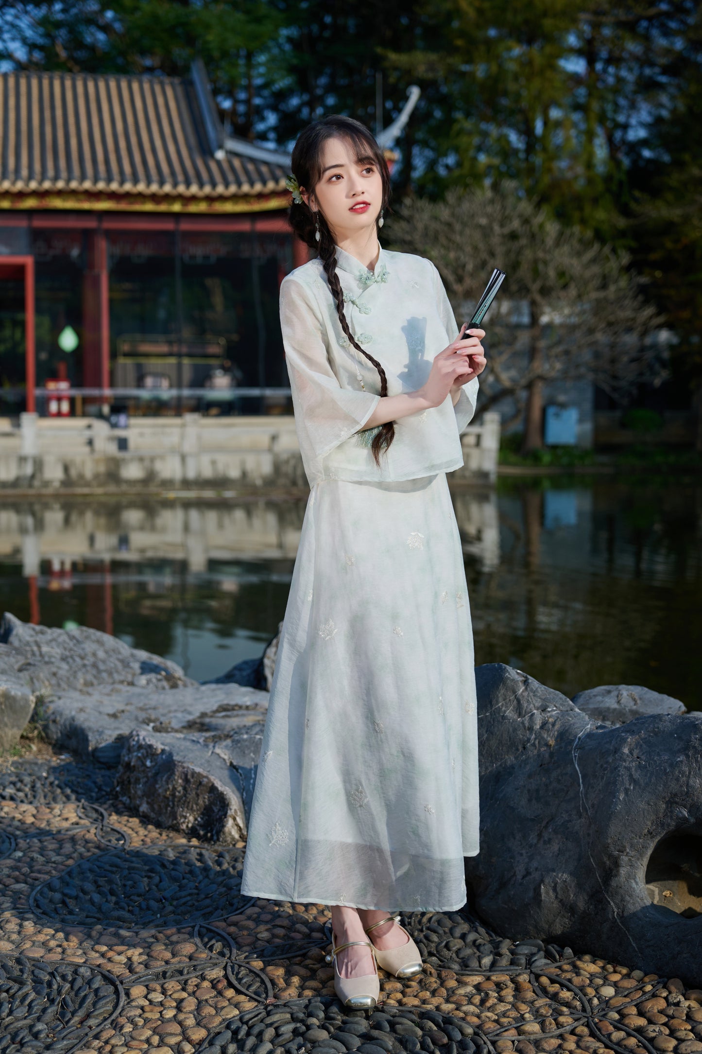 Lookbook Series Plus Size Printing Hanfu 8021+8022 Green
