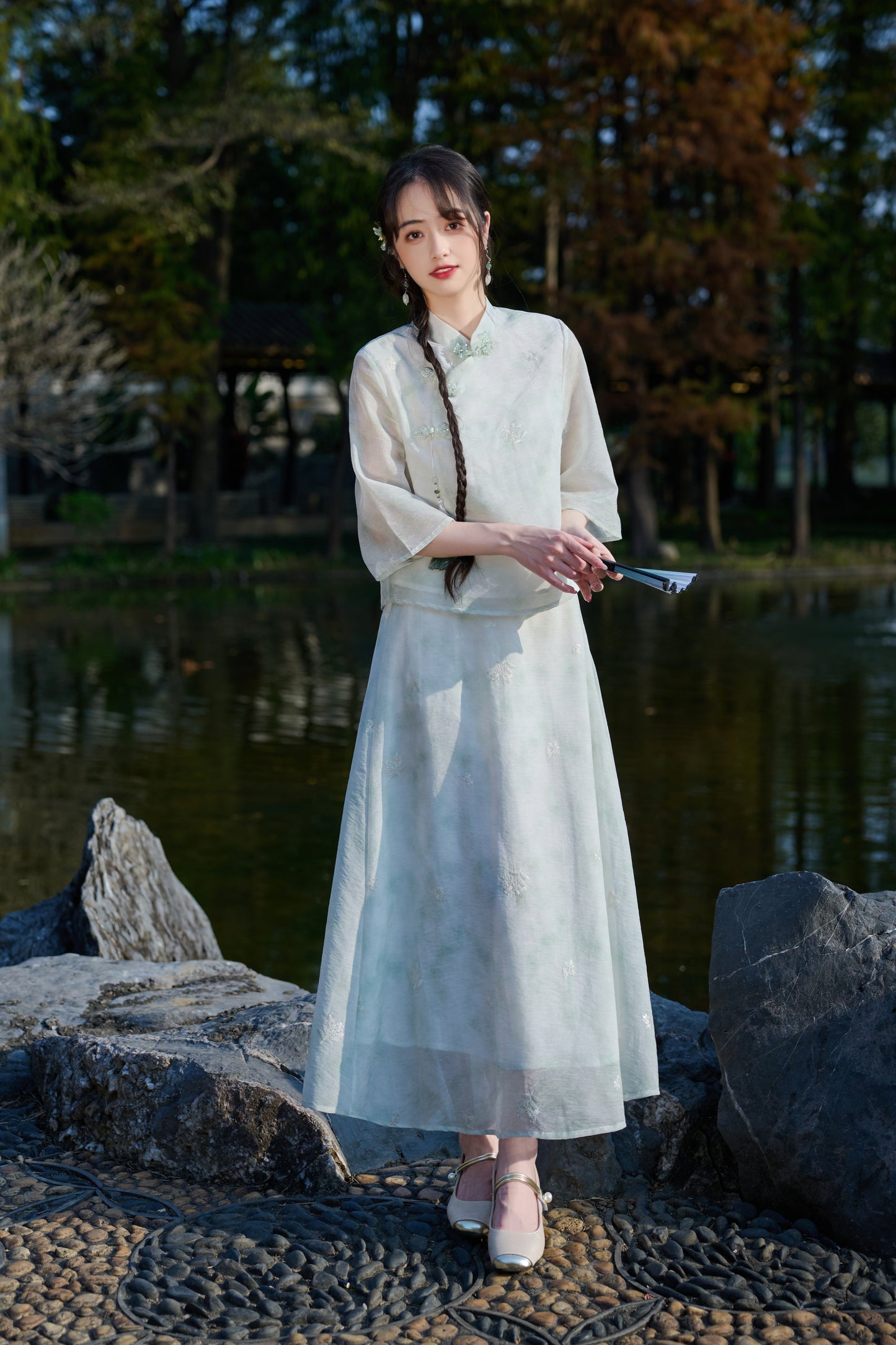 Lookbook Series Plus Size Printing Hanfu 8021+8022 Green