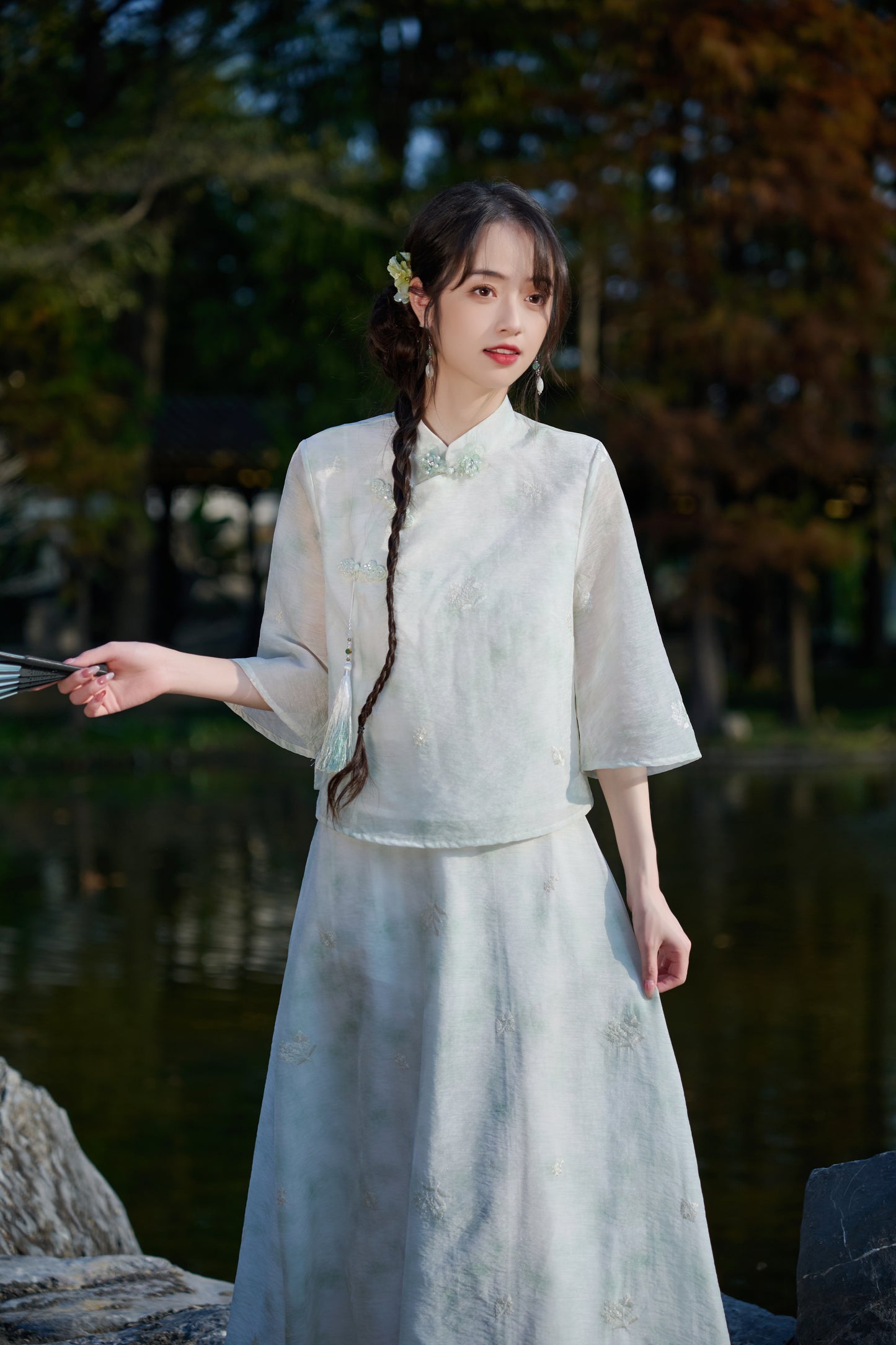 Lookbook Series Plus Size Printing Hanfu 8021+8022 Green