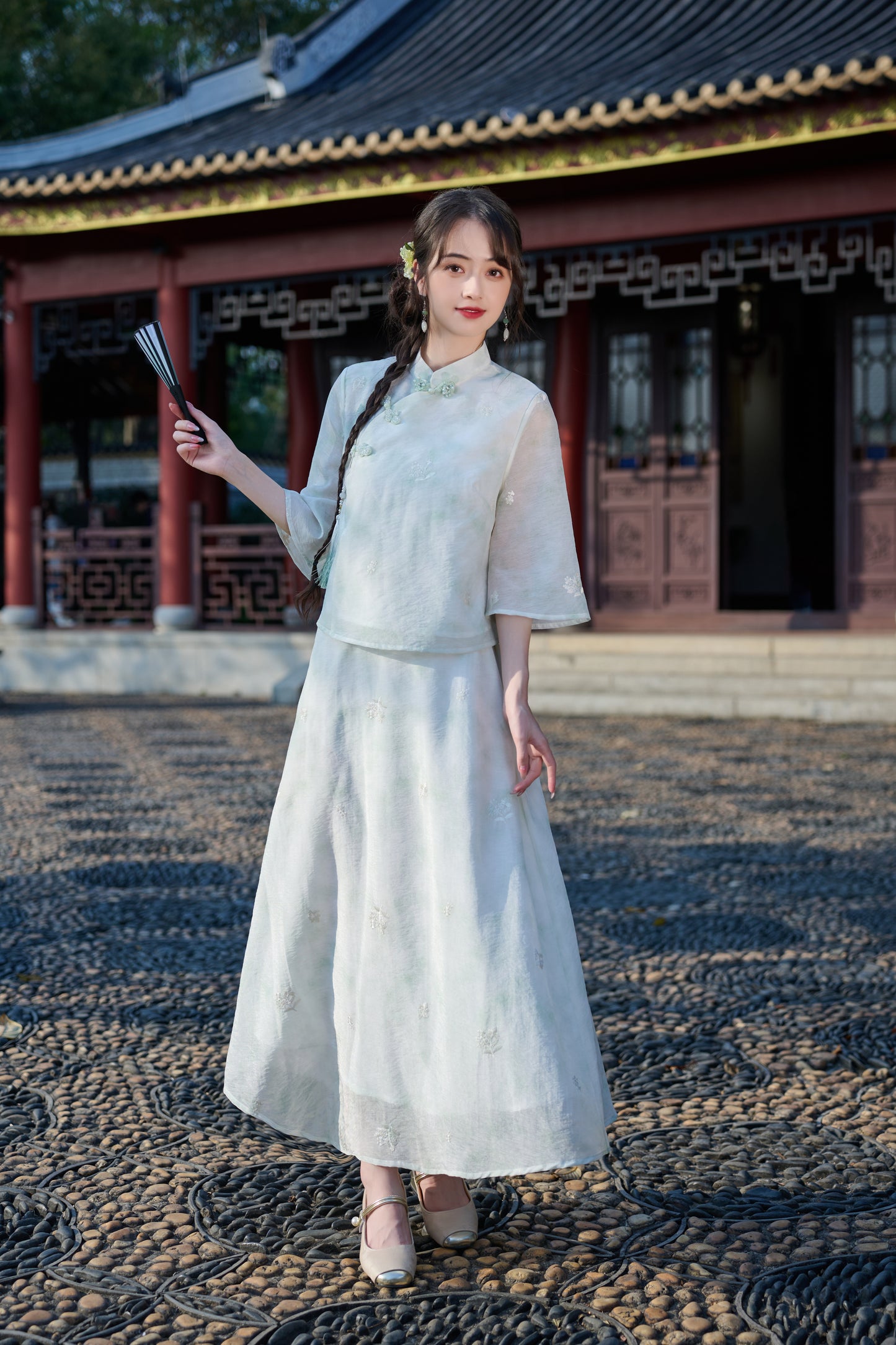 Lookbook Series Plus Size Printing Hanfu 8021+8022 Green