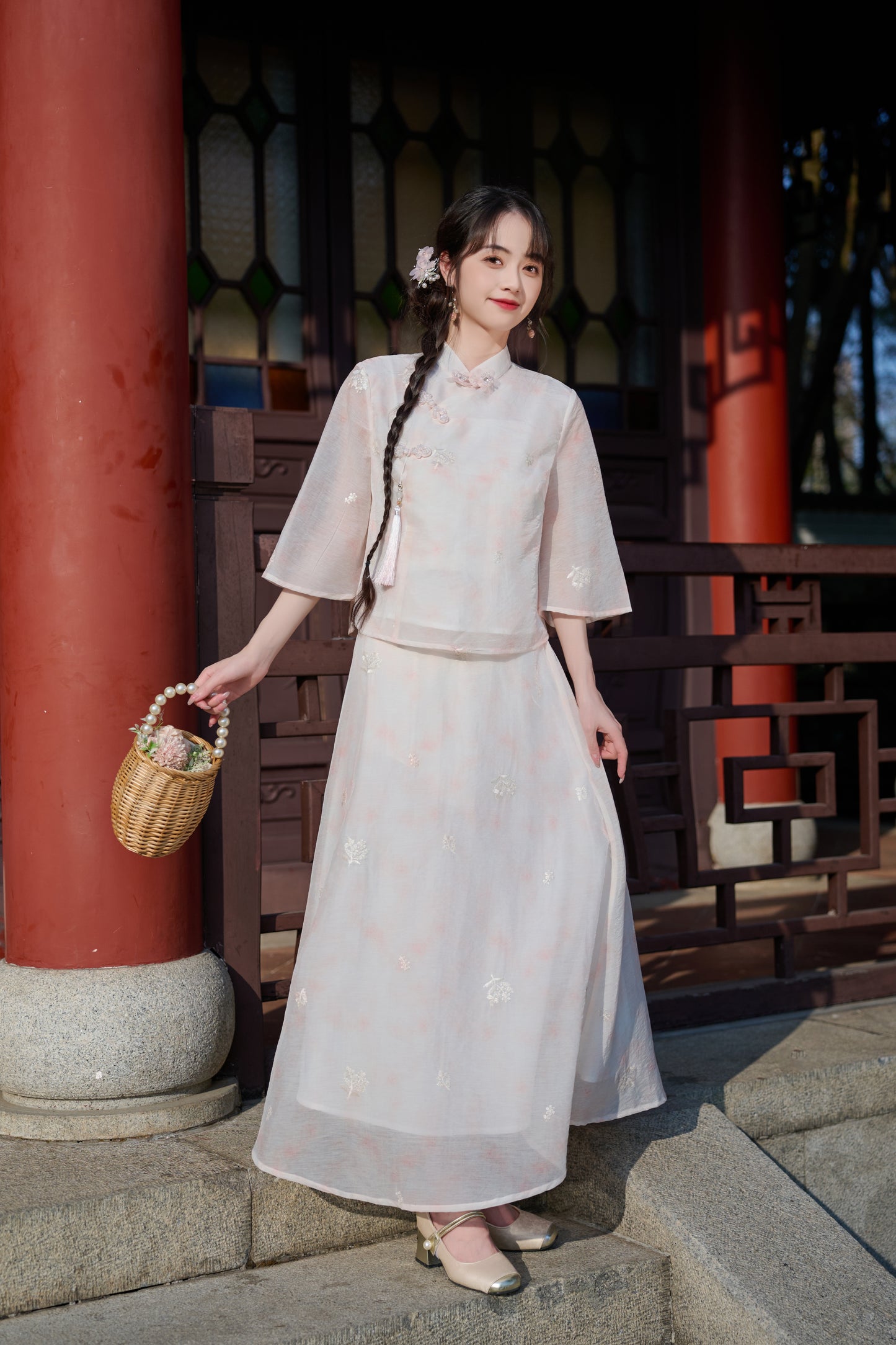 Lookbook Series Plus Size Printing Hanfu 8021+8022 Pink