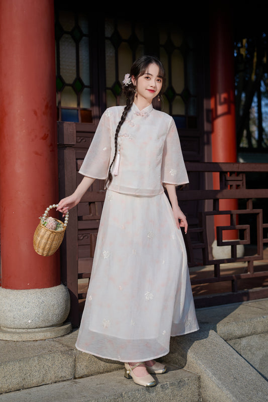 Lookbook Series Plus Size Printing Hanfu 8021+8022 Pink