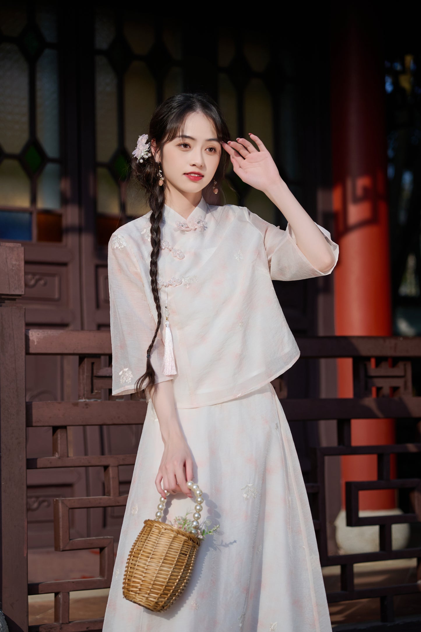 Lookbook Series Plus Size Printing Hanfu 8021+8022 Pink