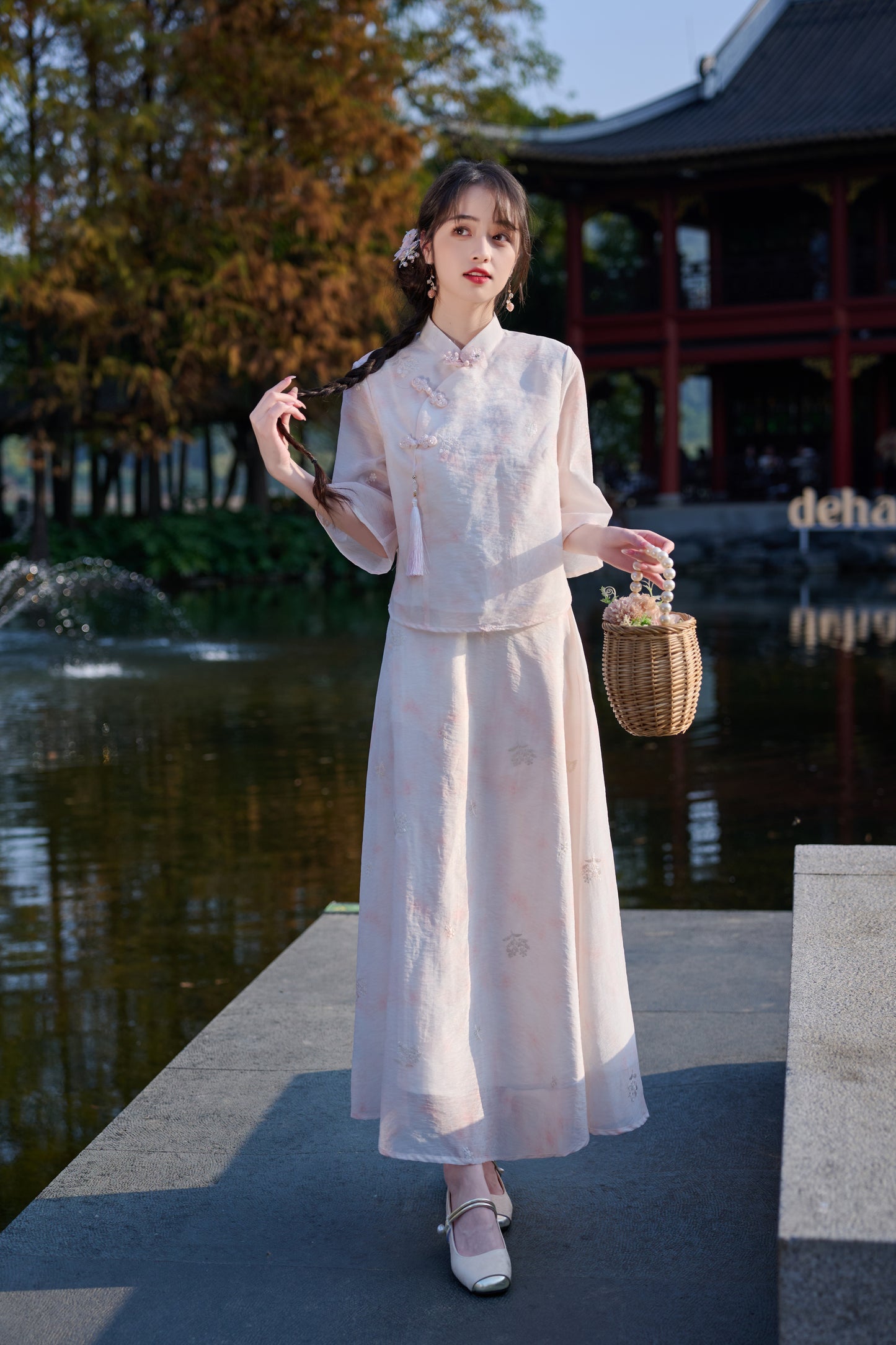 Lookbook Series Plus Size Printing Hanfu 8021+8022 Pink