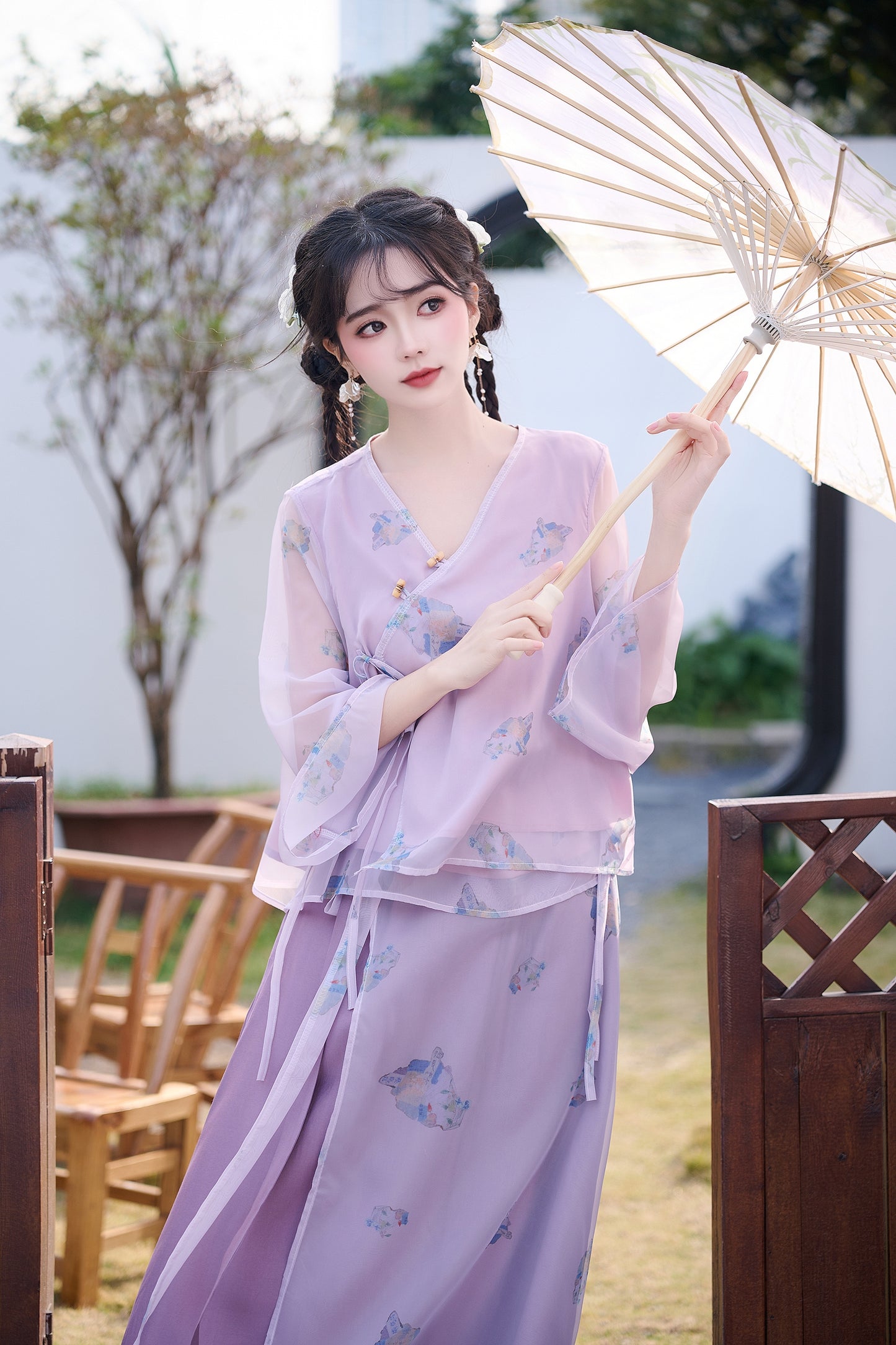 Lookbook Series Plus Size Printing Hanfu 2359+2360 Purple