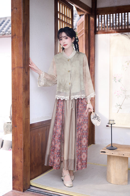 Lookbook Series Plus Size Printing Hanfu 2335+12161 Green