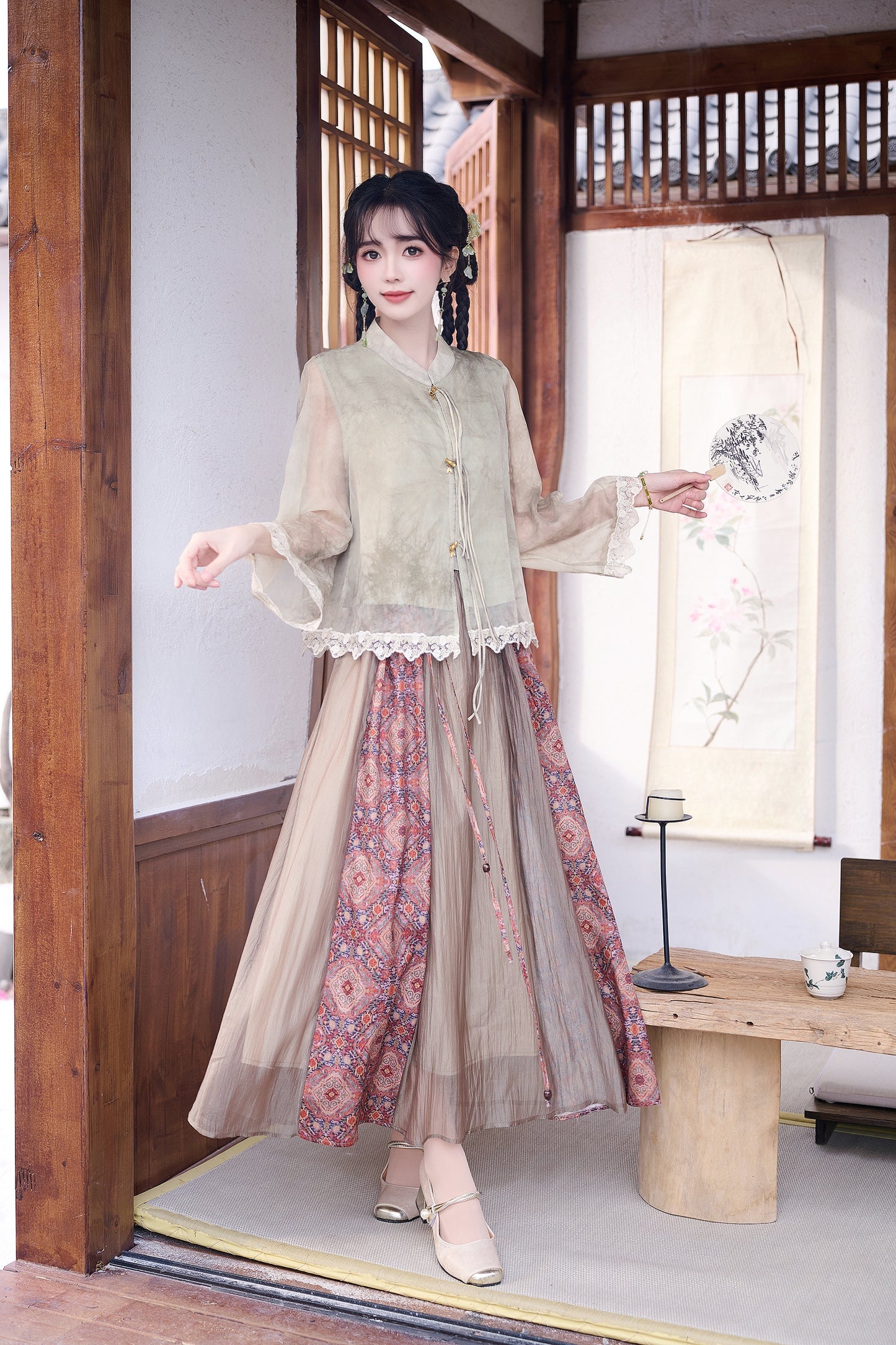 Lookbook Series Plus Size Printing Hanfu 2335+12161 Green