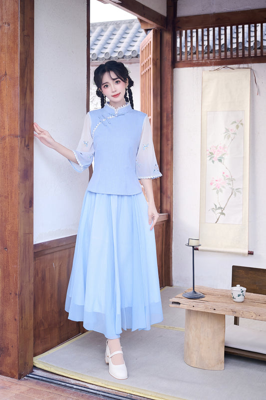 Lookbook Series Plus Size Printing Hanfu 2588+1202 Blue