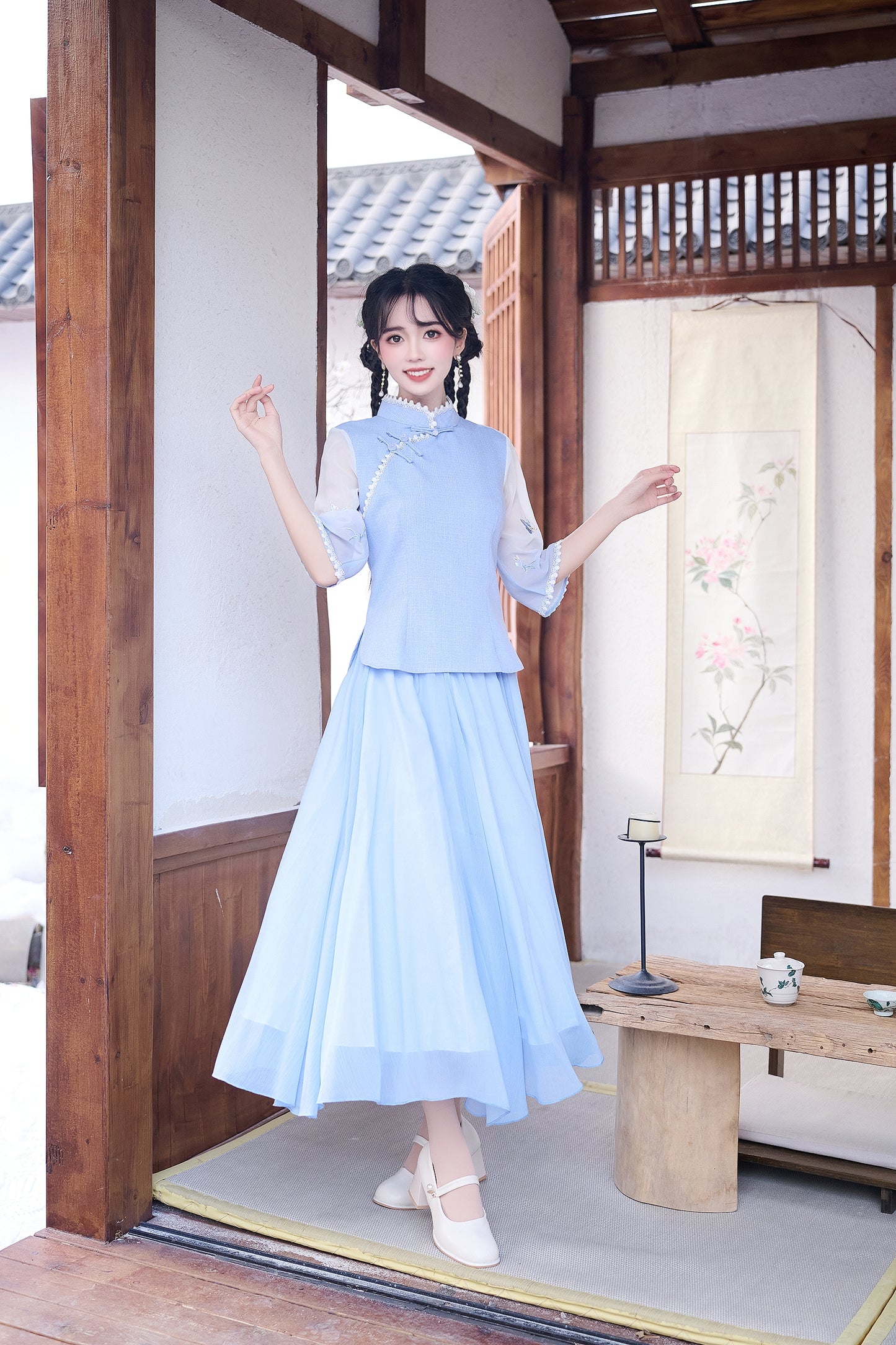 Lookbook Series Plus Size Printing Hanfu 2588+1202 Blue