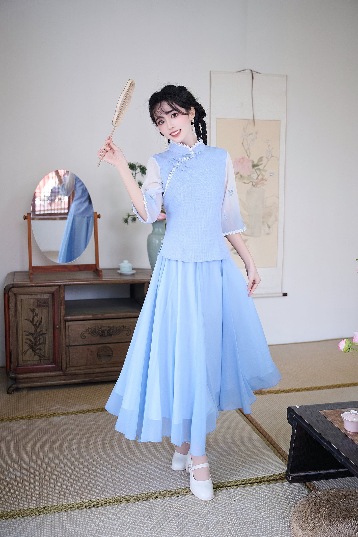 Lookbook Series Plus Size Printing Hanfu 2588+1202 Blue