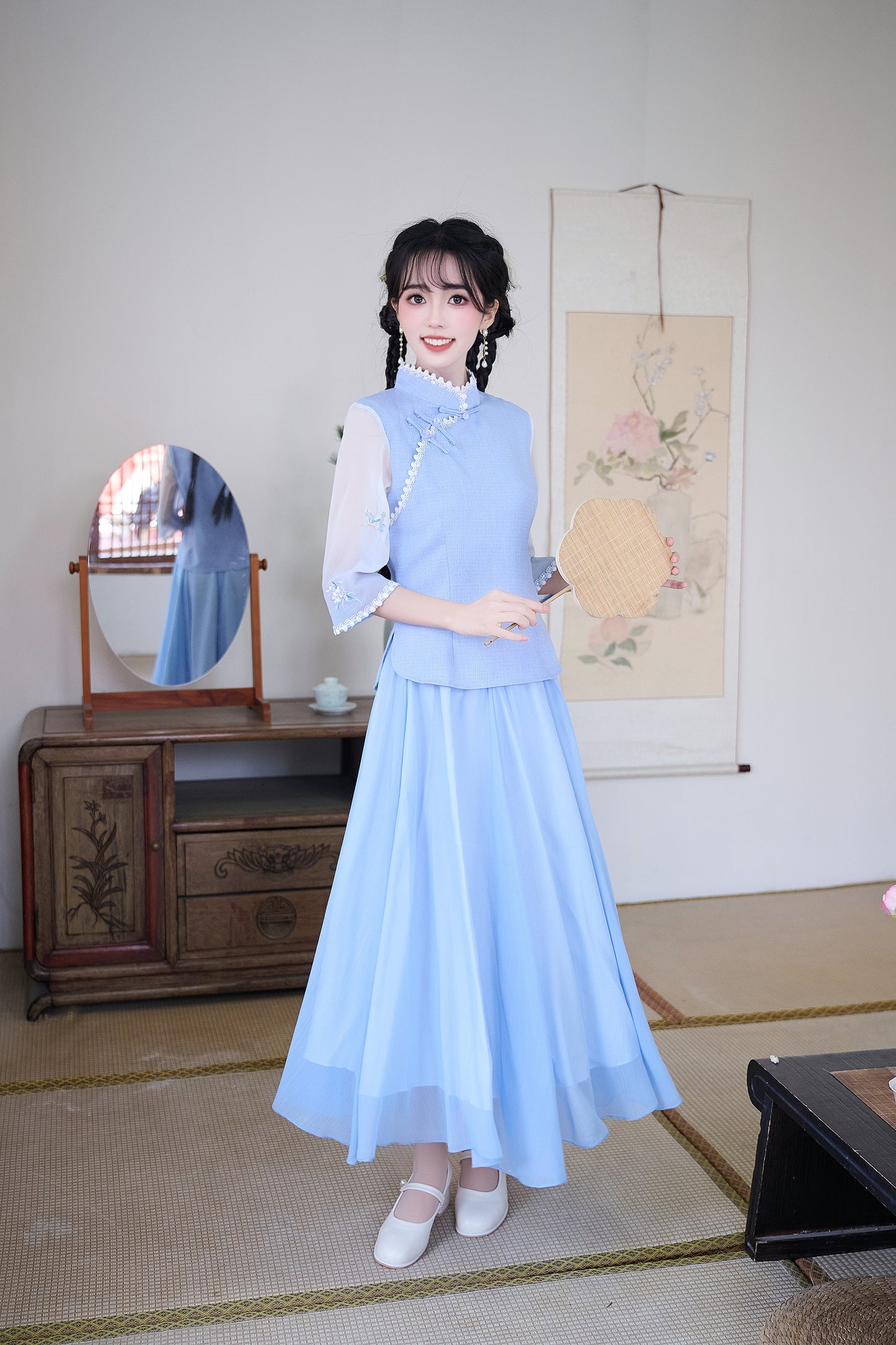Lookbook Series Plus Size Printing Hanfu 2588+1202 Blue