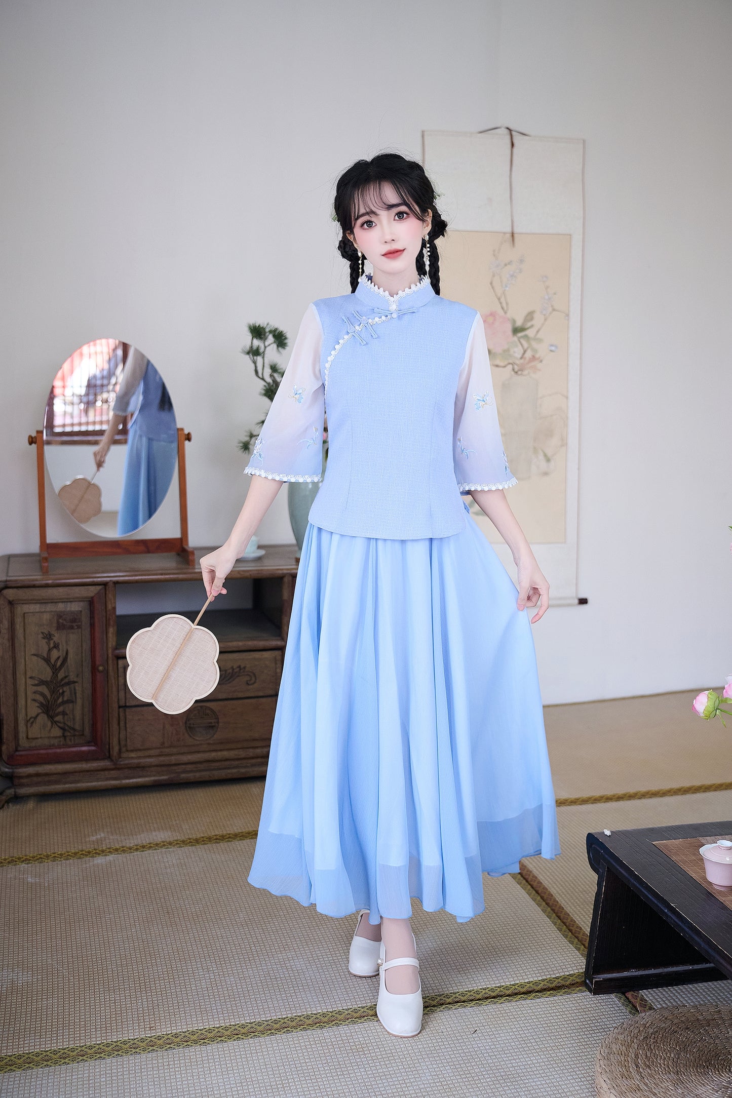 Lookbook Series Plus Size Printing Hanfu 2588+1202 Blue