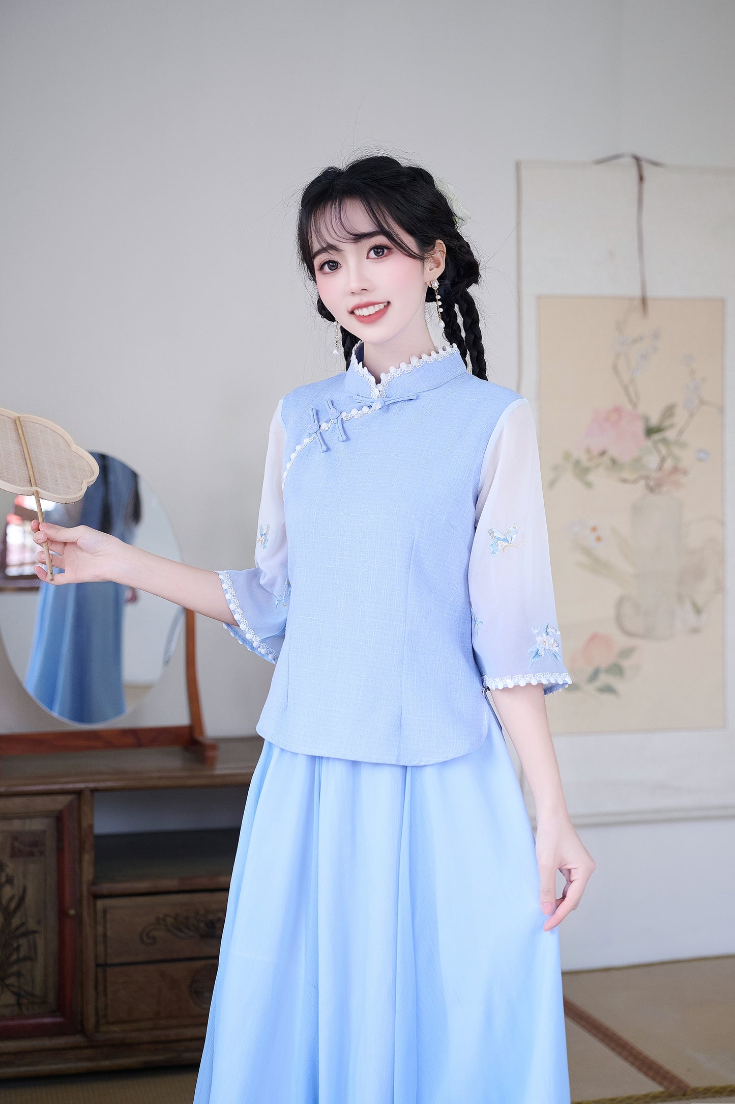 Lookbook Series Plus Size Printing Hanfu 2588+1202 Blue
