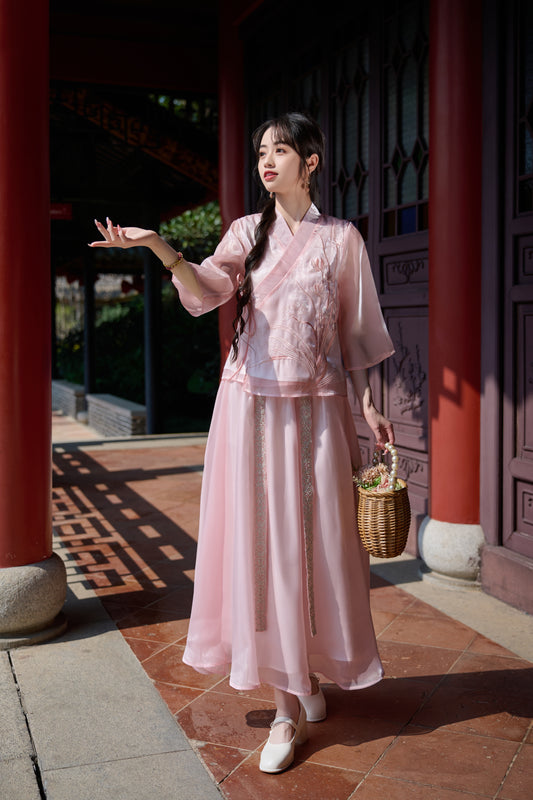 Lookbook Series Plus Size Printing Hanfu 186+187 Pink