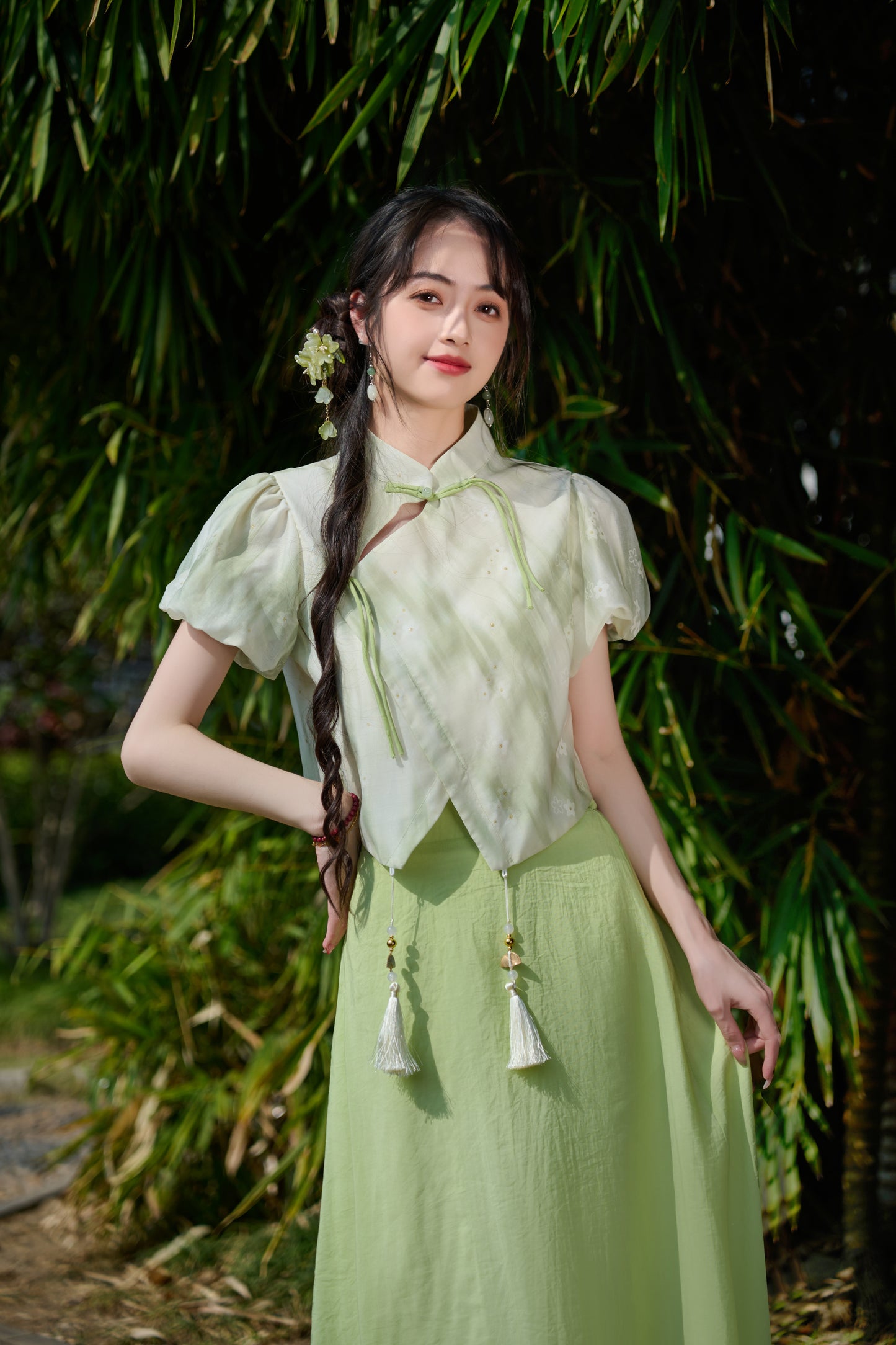 Lookbook Series Plus Size Printing Hanfu 2592+2593 Green