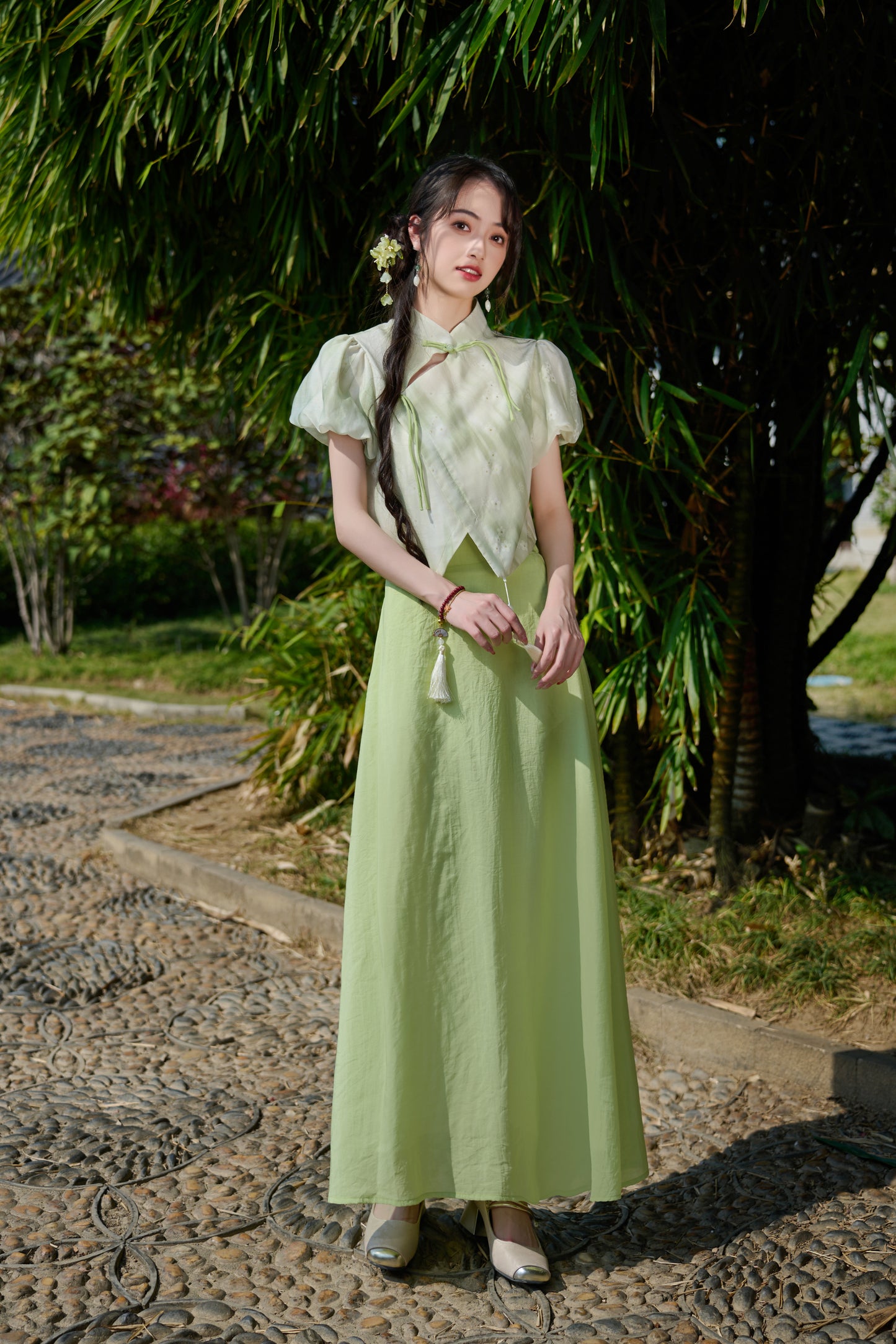 Lookbook Series Plus Size Printing Hanfu 2592+2593 Green