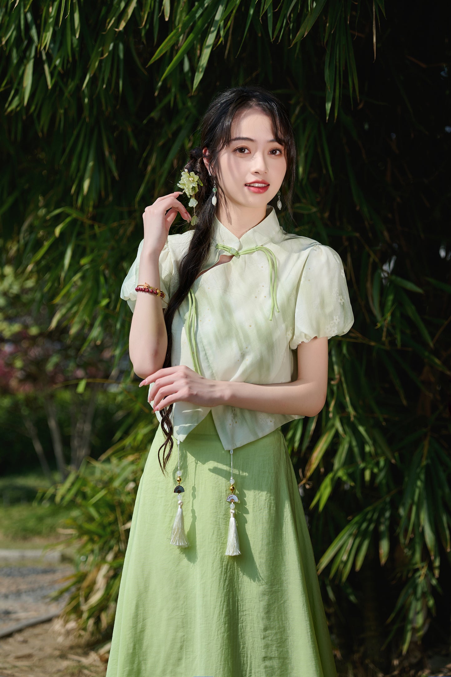 Lookbook Series Plus Size Printing Hanfu 2592+2593 Green
