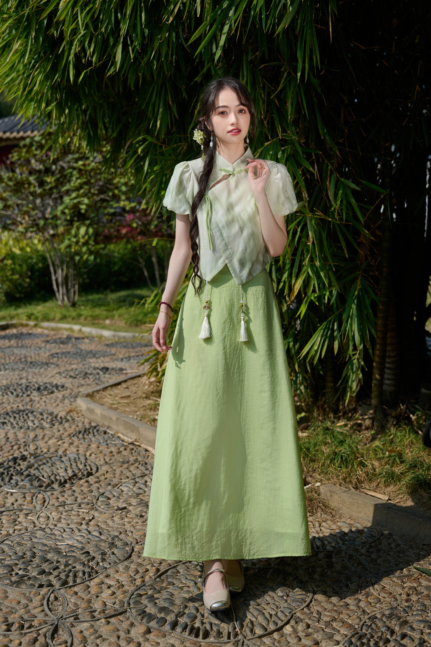 Lookbook Series Plus Size Printing Hanfu 2592+2593 Green