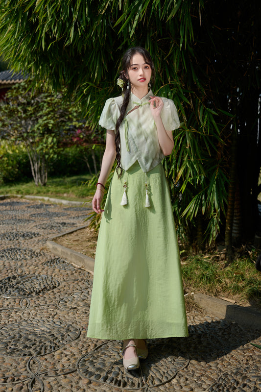 Lookbook Series Plus Size Printing Hanfu 2592+2593 Green