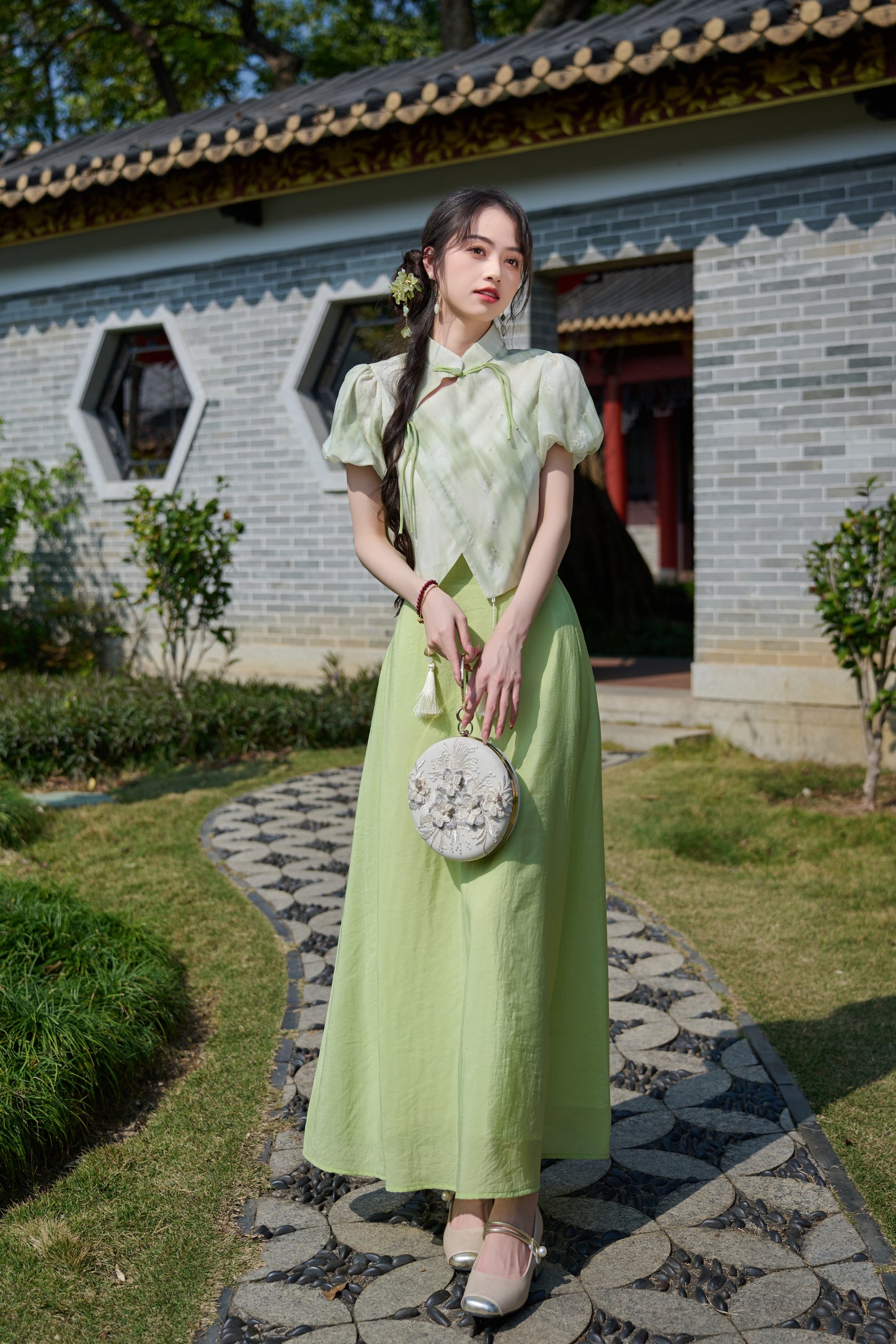 Lookbook Series Plus Size Printing Hanfu 2592+2593 Green