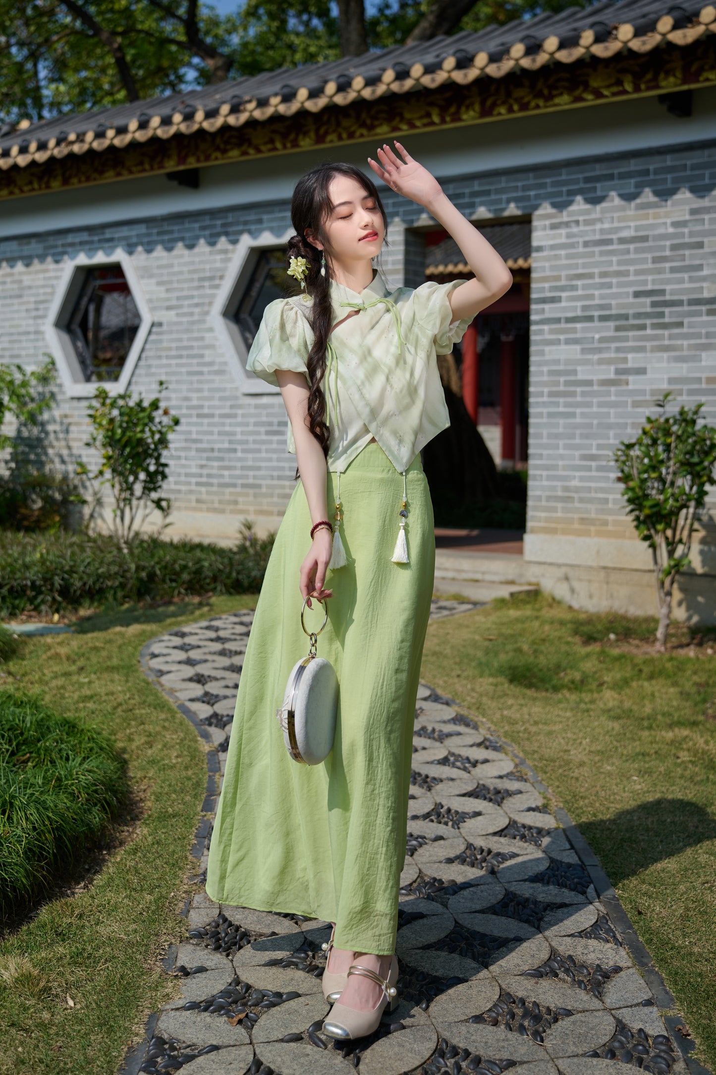 Lookbook Series Plus Size Printing Hanfu 2592+2593 Green