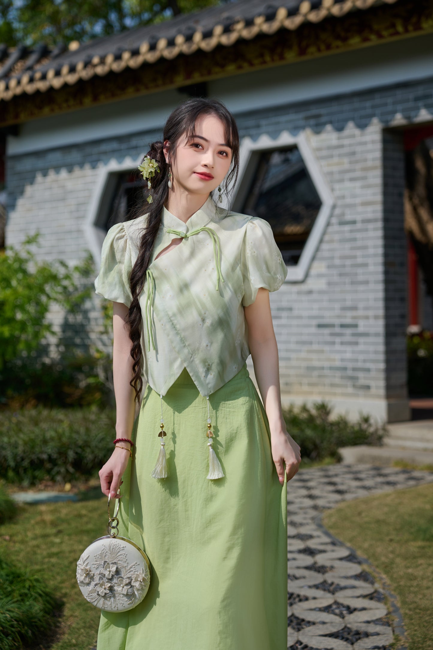 Lookbook Series Plus Size Printing Hanfu 2592+2593 Green