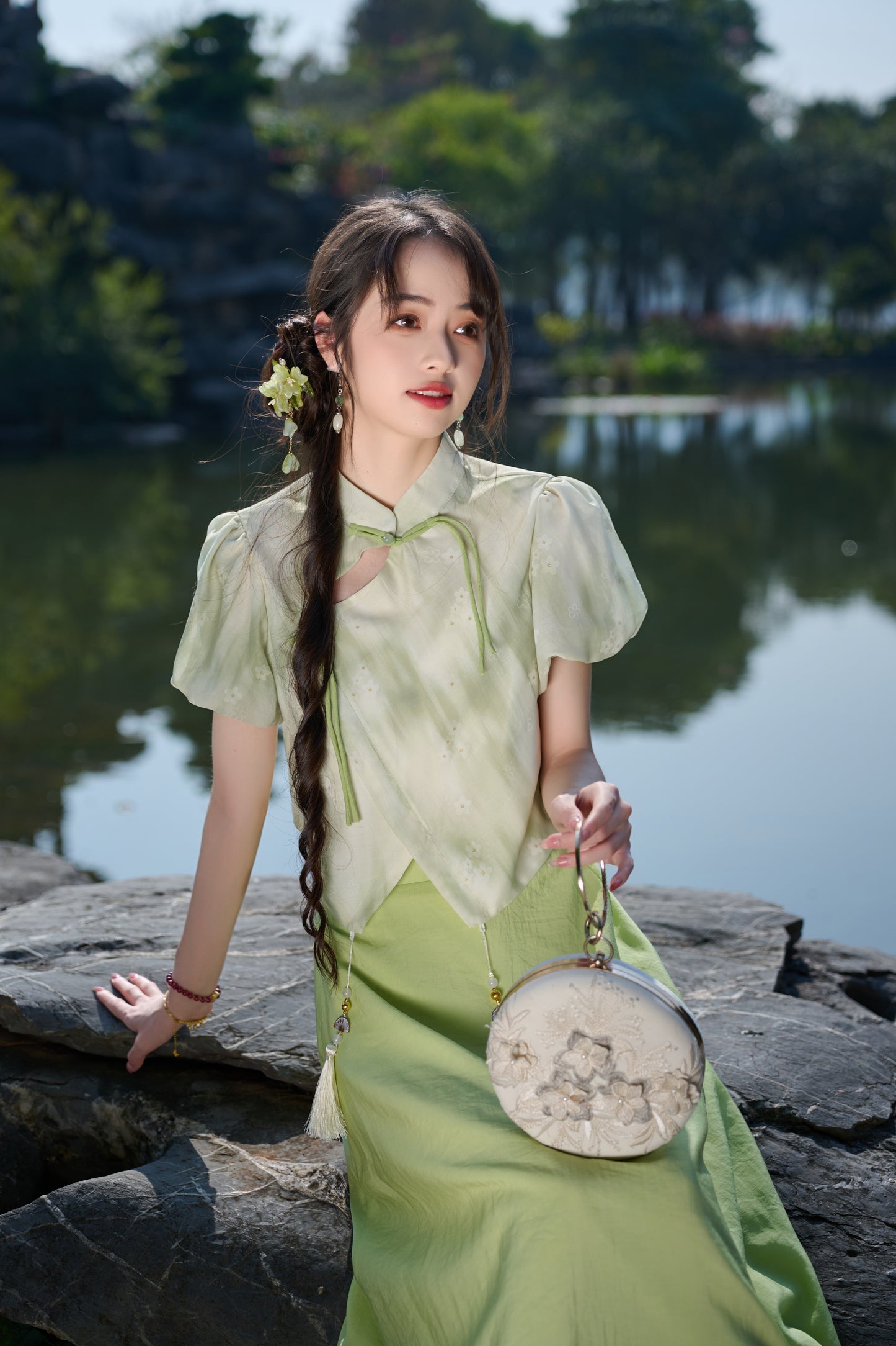 Lookbook Series Plus Size Printing Hanfu 2592+2593 Green