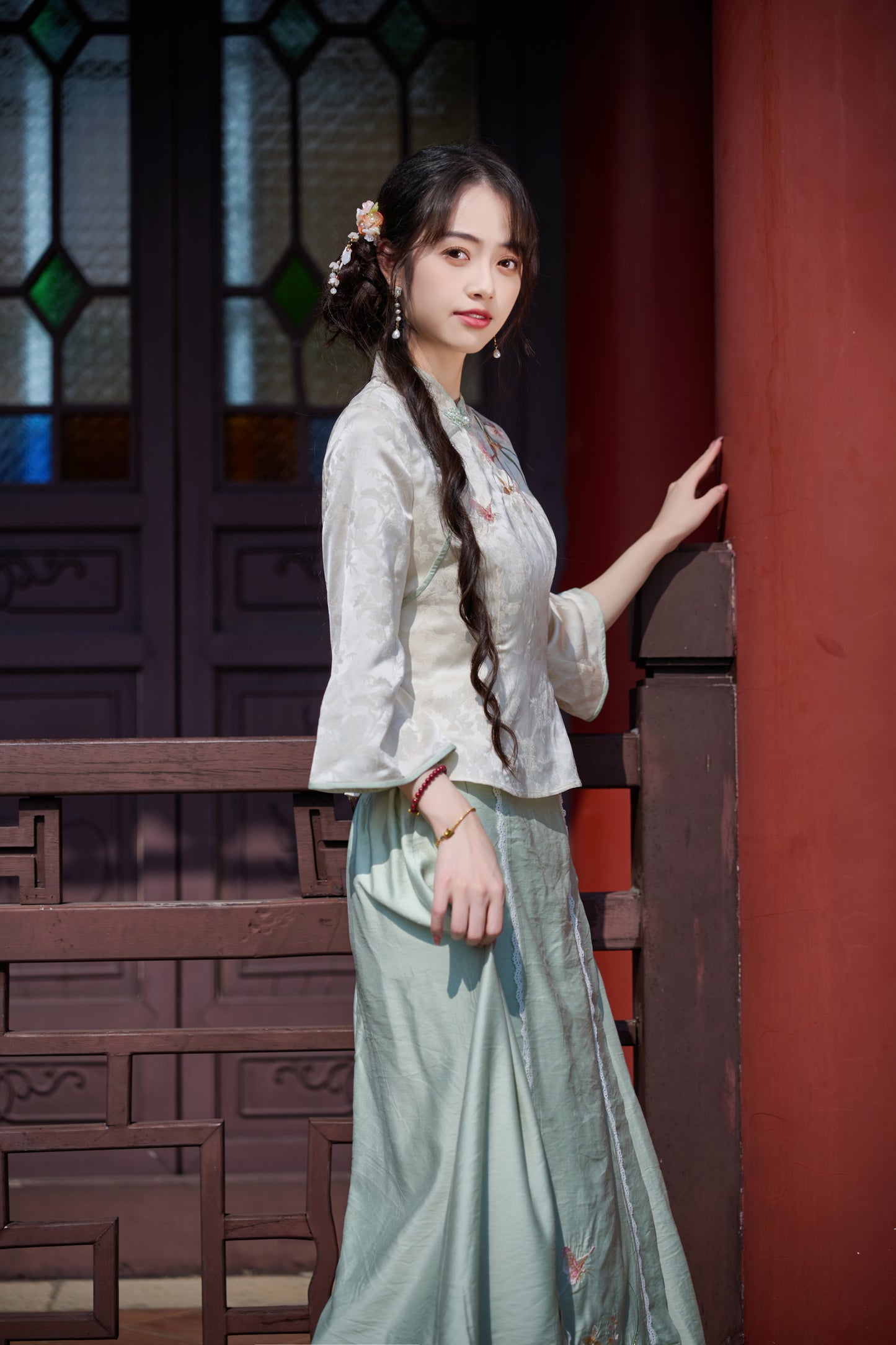 Lookbook Series Plus Size Printing Hanfu 8023+8025 Green