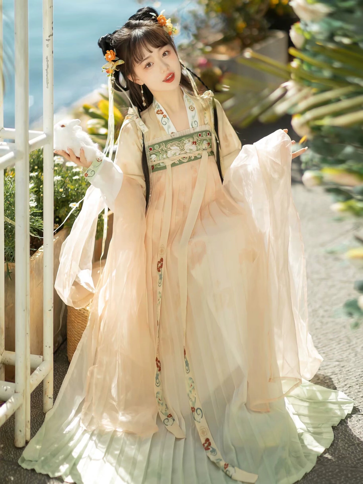 Tang Dynasty Hanfu Female Han Elements Chest-length Skirt