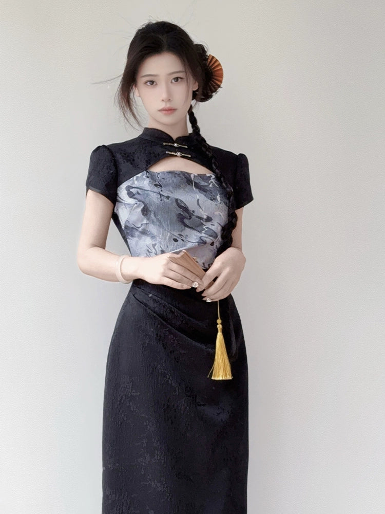 Flower Poetry Hanfu Cheongsam Crane Hiding Smoke