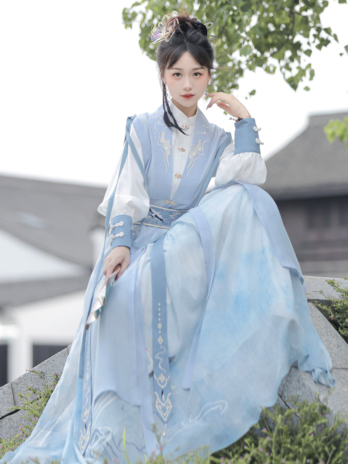 Han Element Series 2025 Hanfu Han-Style Dresses Pale Blue