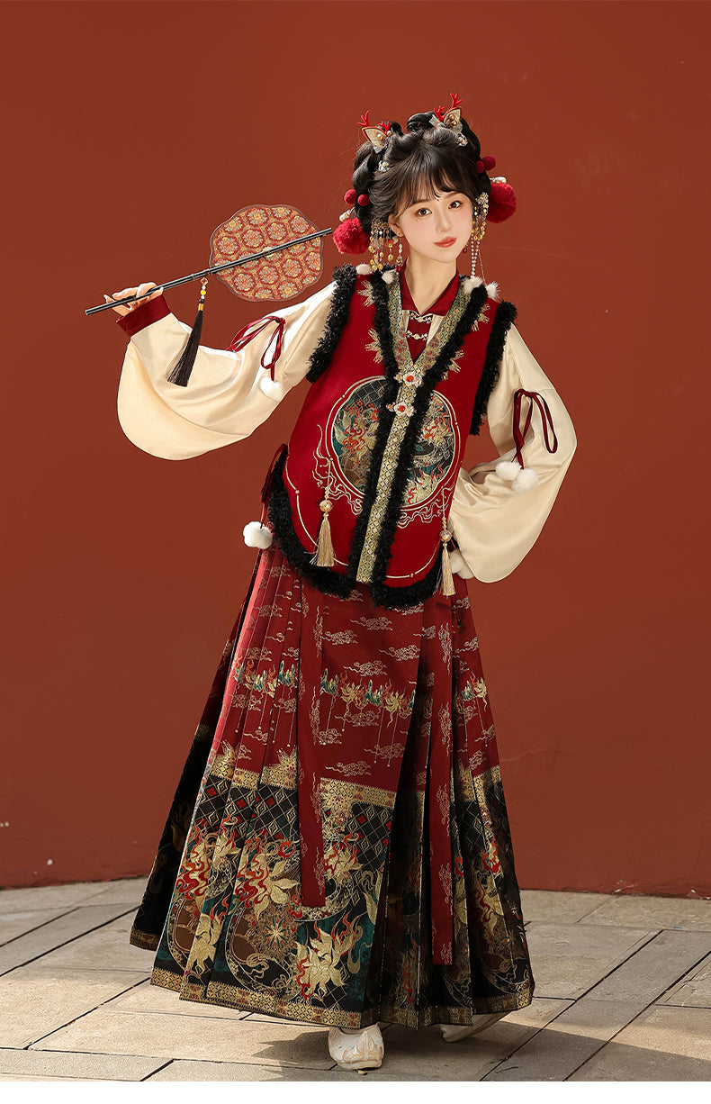 Han Element Series 2025 Hanfu Horse-Face Skirts Cherry