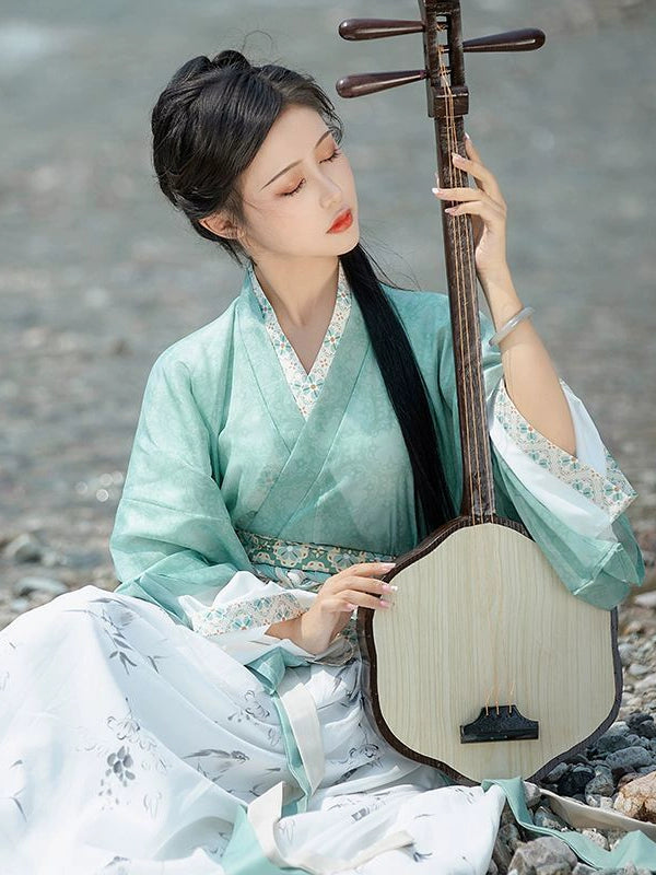 Original Wei Jin Style Hanfu Restoration Cross-Collar Waist Skirt