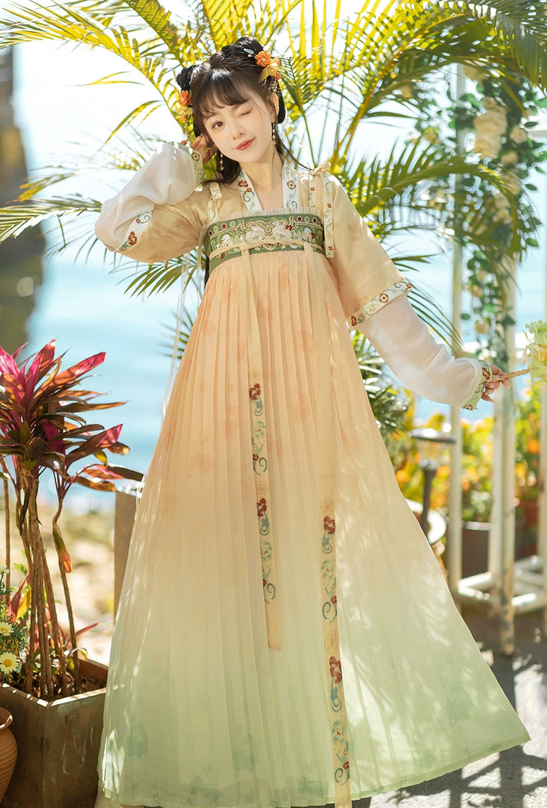 Tang Dynasty Hanfu Female Han Elements Chest-length Skirt