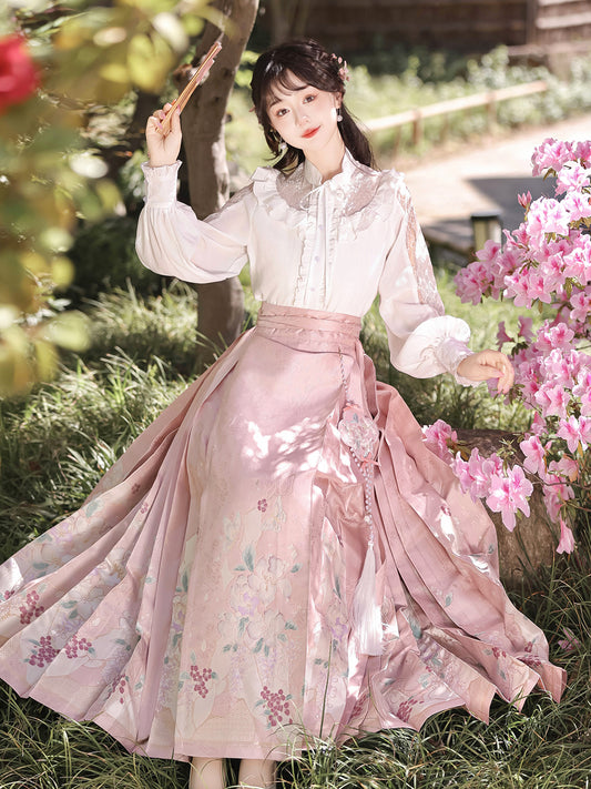 Han Element Series 2025 Hanfu Horse-Face Skirts Greenish