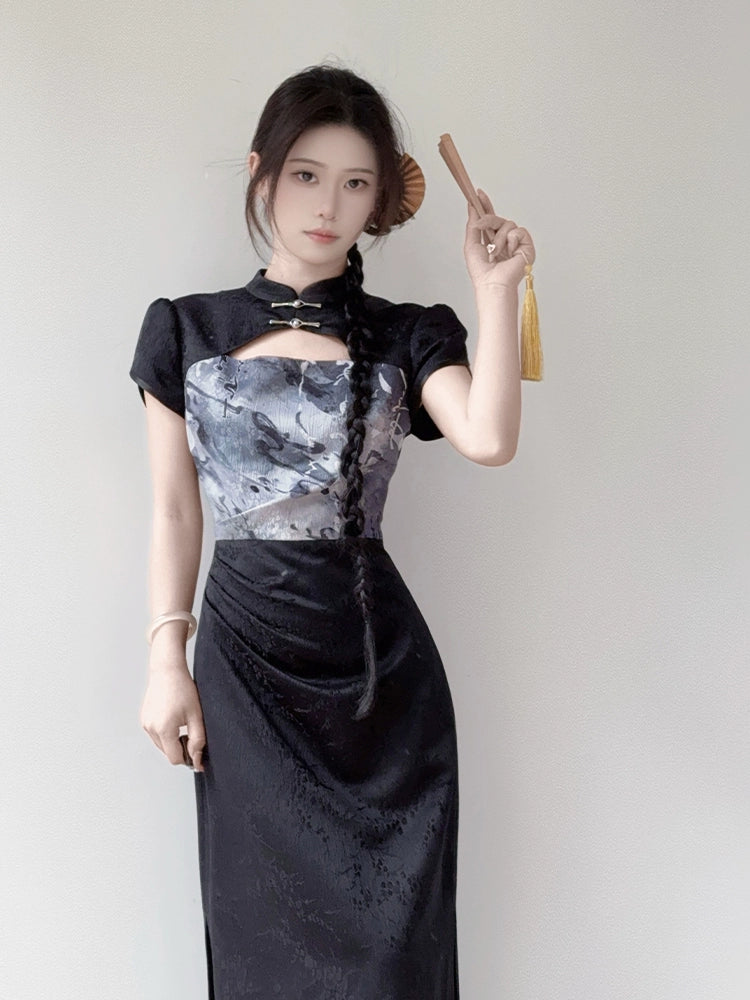 Flower Poetry Hanfu Cheongsam Crane Hiding Smoke