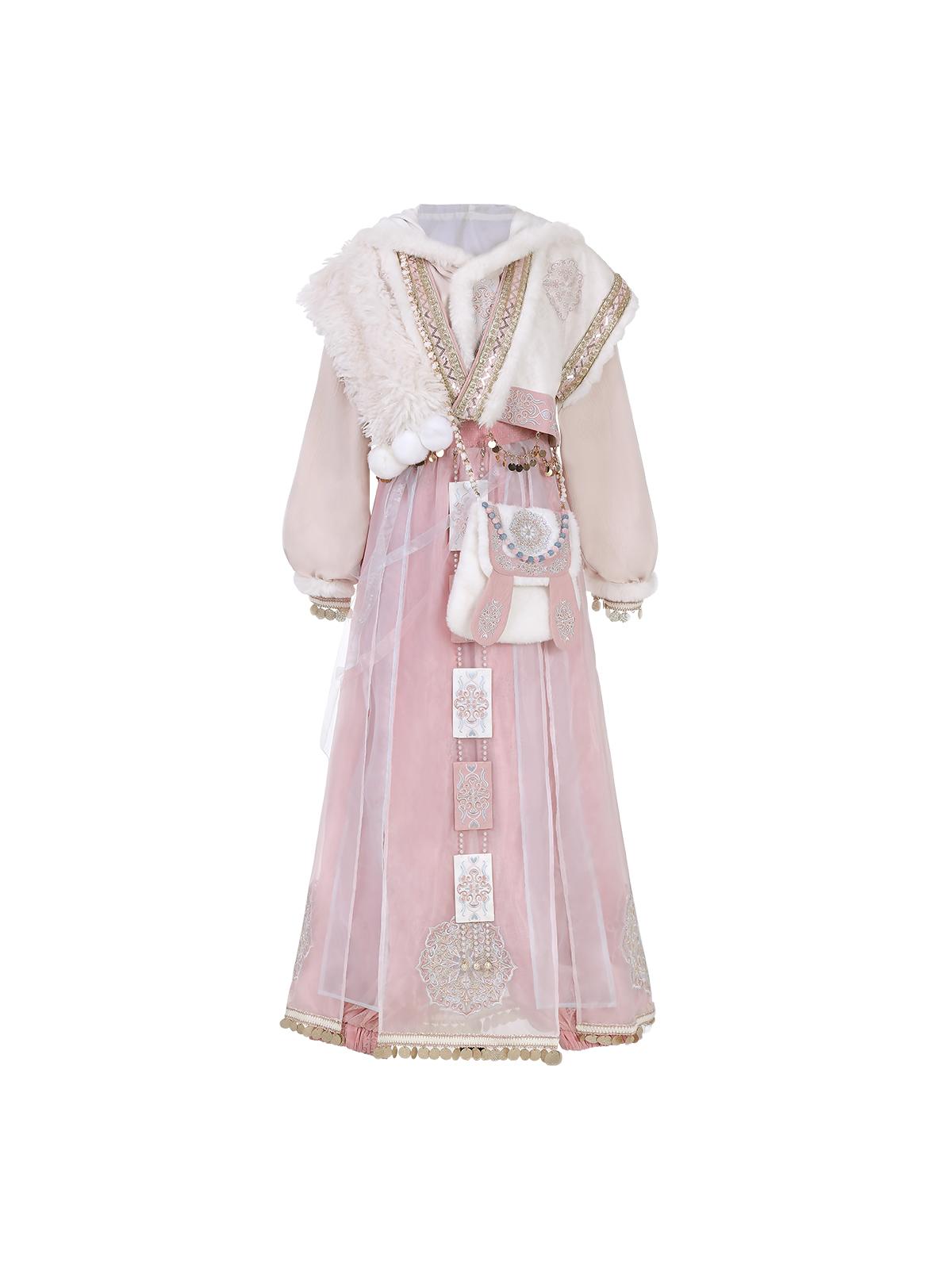 Han Element Series 2025 Hanfu Cross-Collar Tops Pink
