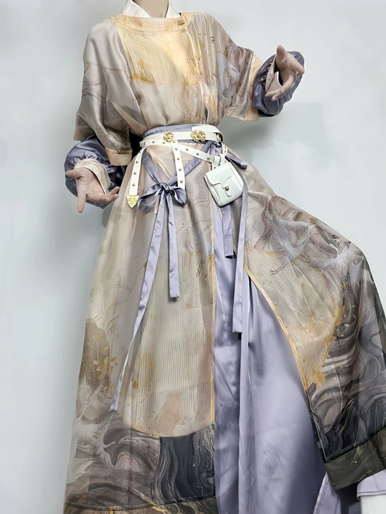 Flower Poetry Unisex Hanfu Wild Geese Return
