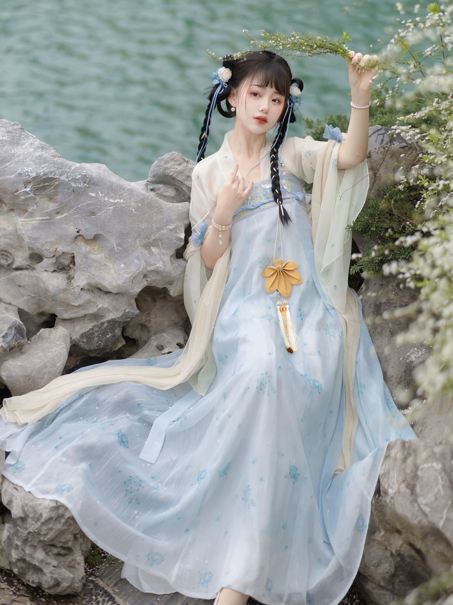 Hanfu women's clothing Tang Dynasty chest-high One piece pink