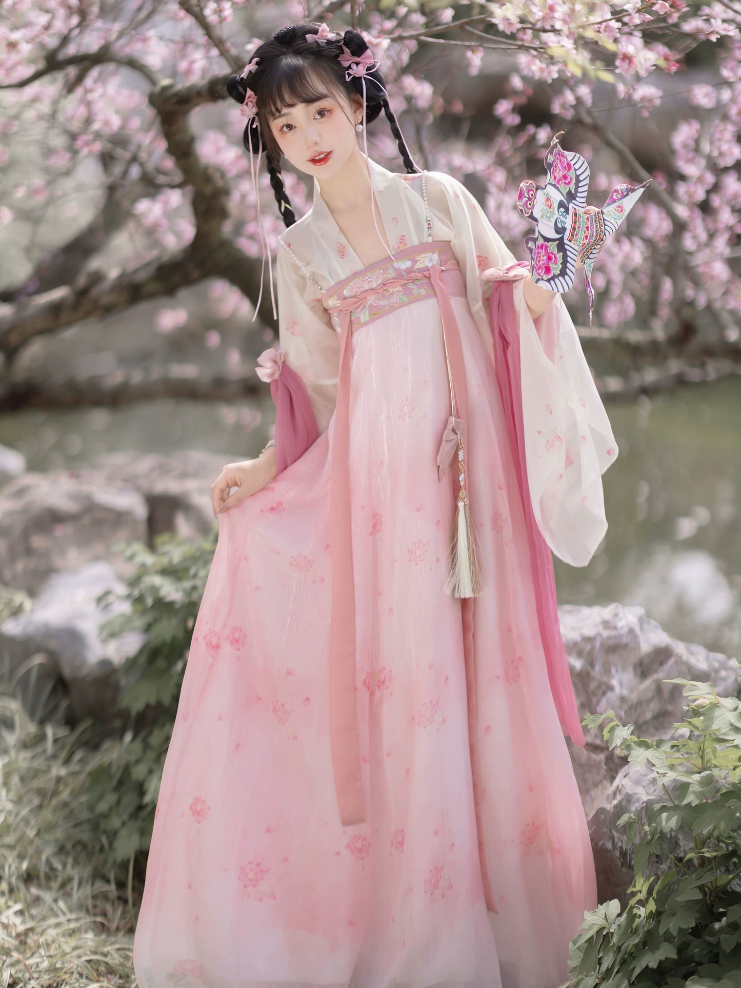 Hanfu women's clothing Tang Dynasty chest-high One piece pink