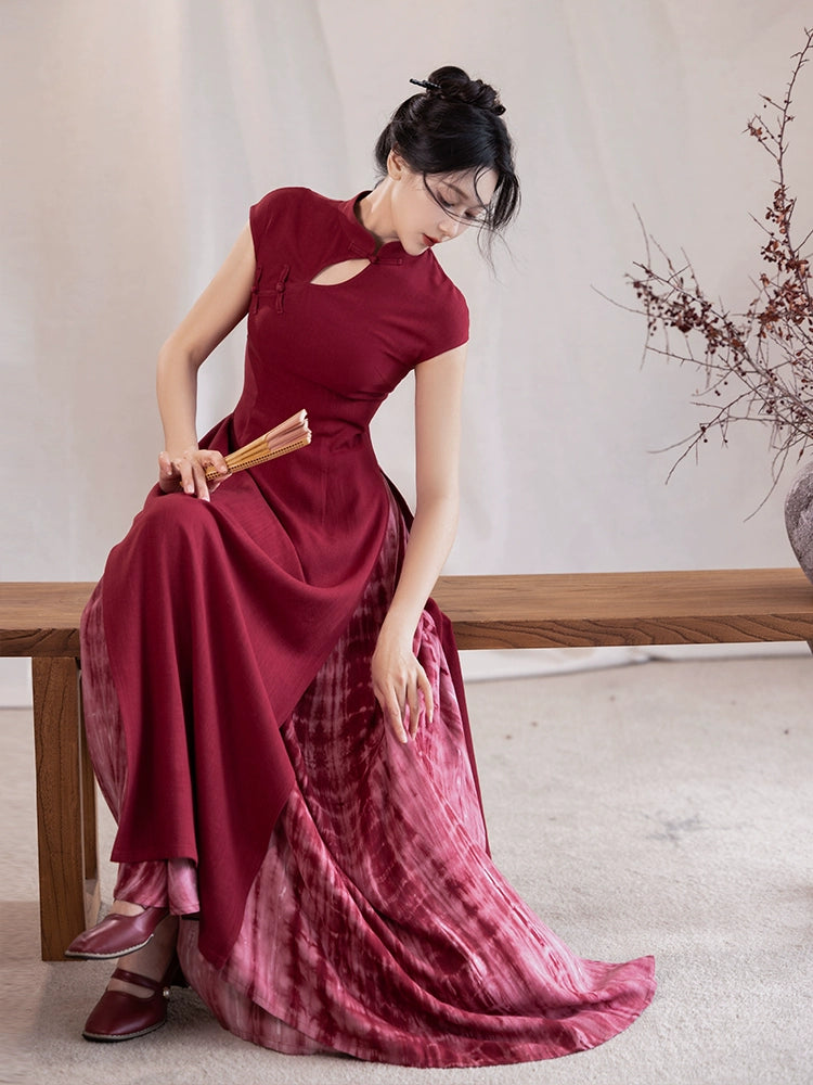 Dreams Scarlet Slit New Chinese Aodai Dress Hanfu Shop dreams-scarlet-slit-new-chinese-aodai-dress-hanfu-shop