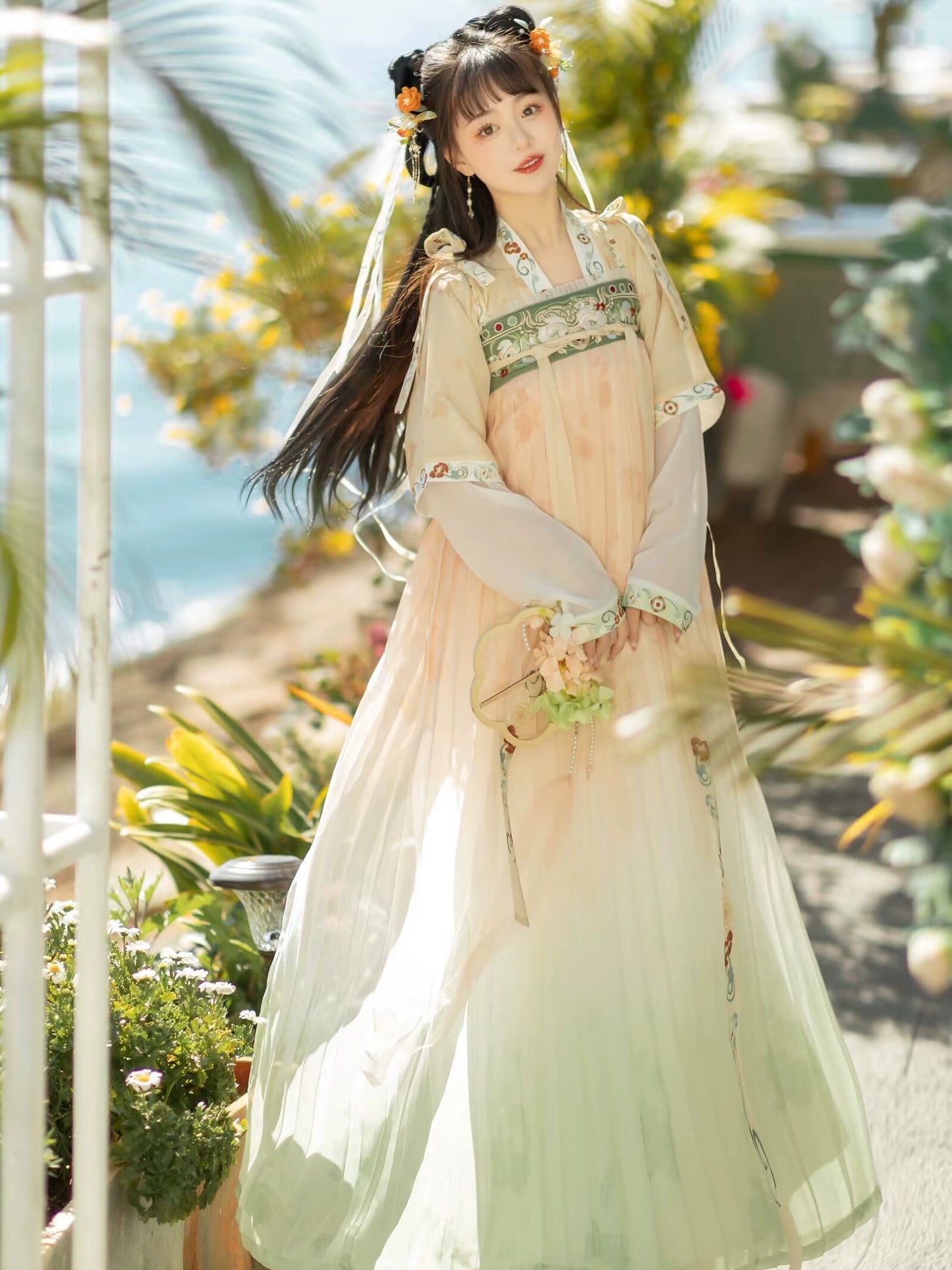 Tang Dynasty Hanfu Female Han Elements Chest-length Skirt
