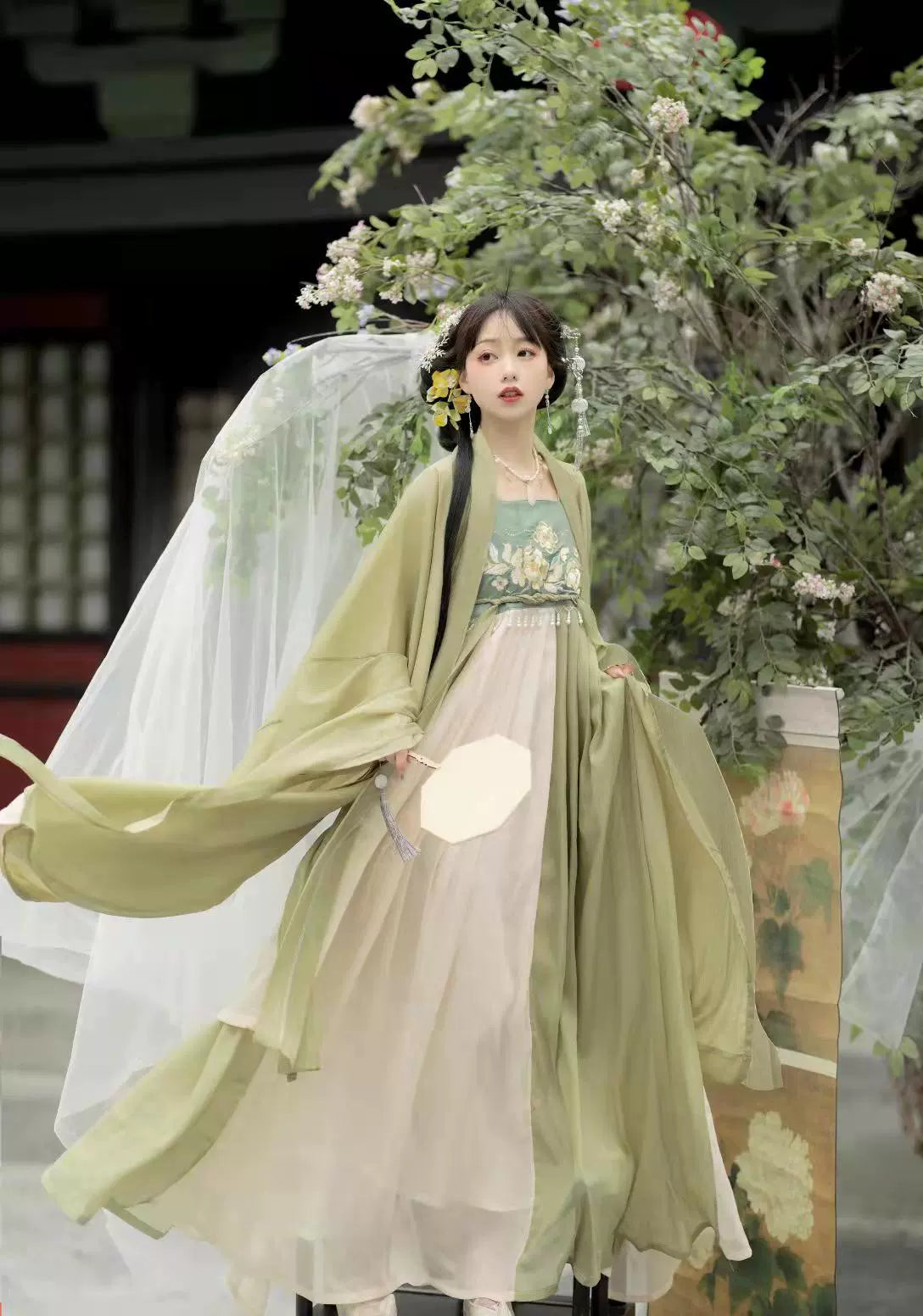 Matcha Tang Dynasty Myrobalan skirt Hanfu women's one-piece fairy-like authentic suit