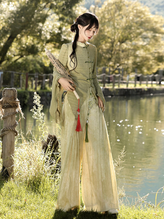 Han Element Series 2025 Hanfu Han-Element Pants Green