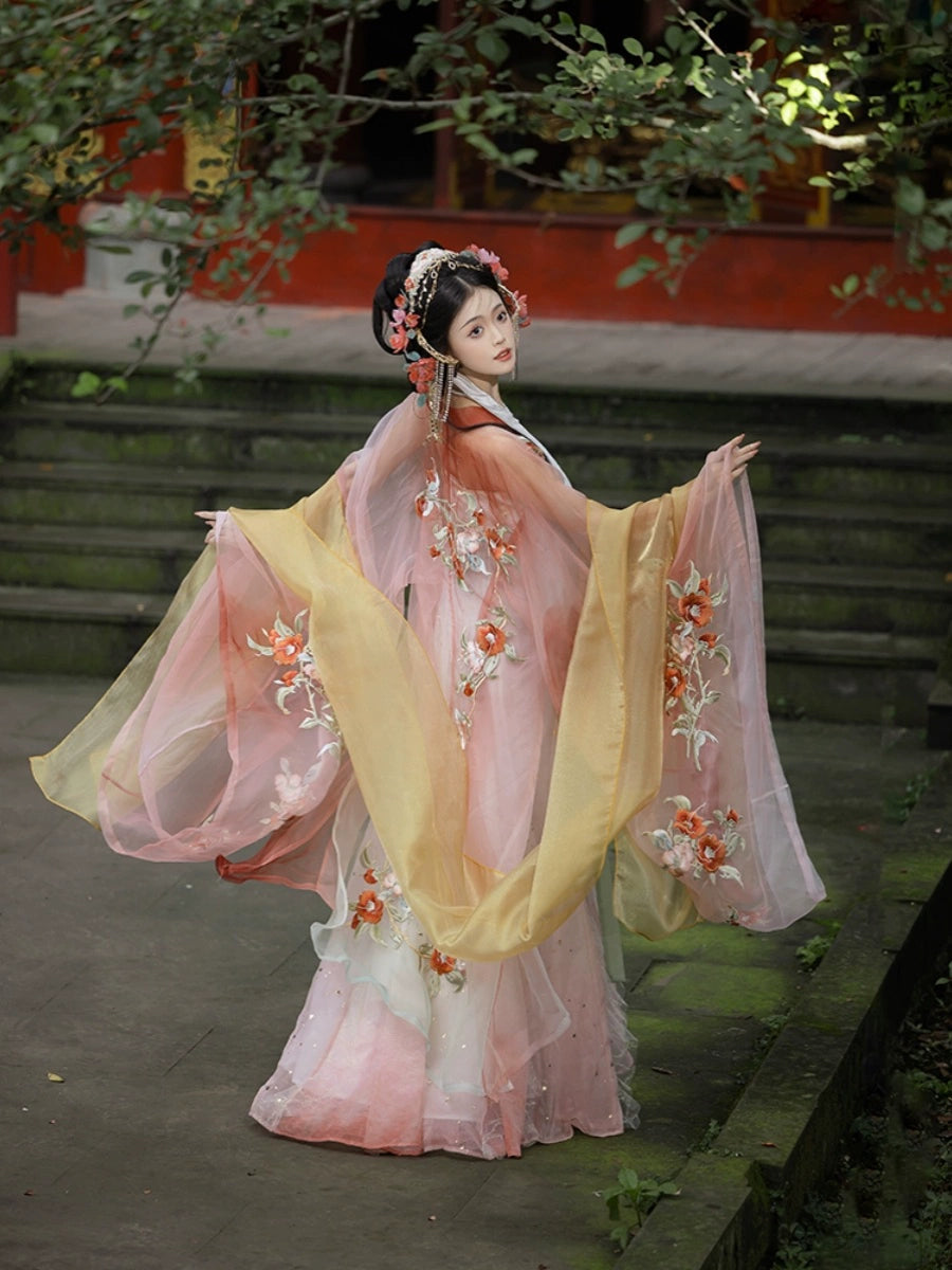 Cloud-Kissing Nature Series Ruby Bloom Tang Hanfu