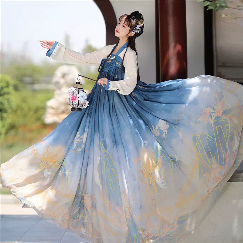 Original Hanfu Jinse Mingchuan Printing, dyeing and embroidery SET